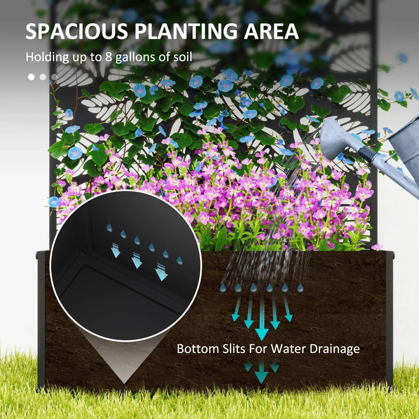 Raised Garden Bed w/ Privacy Screen Wall Mounted Freestanding Planter for Plant - Home and Garden Furniture Shop - rustic - furniture