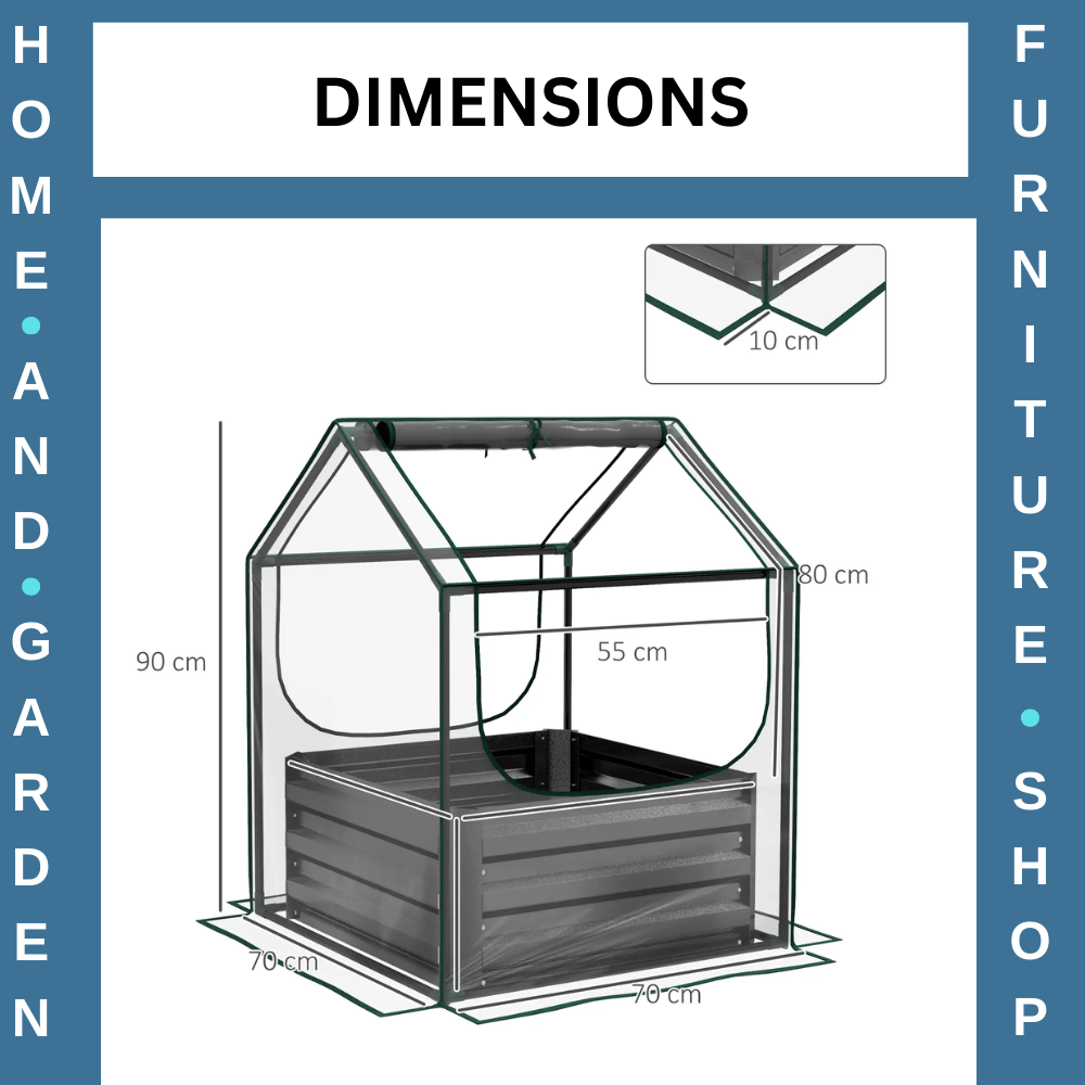 Raised Garden Bed with Greenhouse Cover Planter Box for Herbs Vegetables Grey - Home and Garden Furniture Shop - #rustic - furniture#