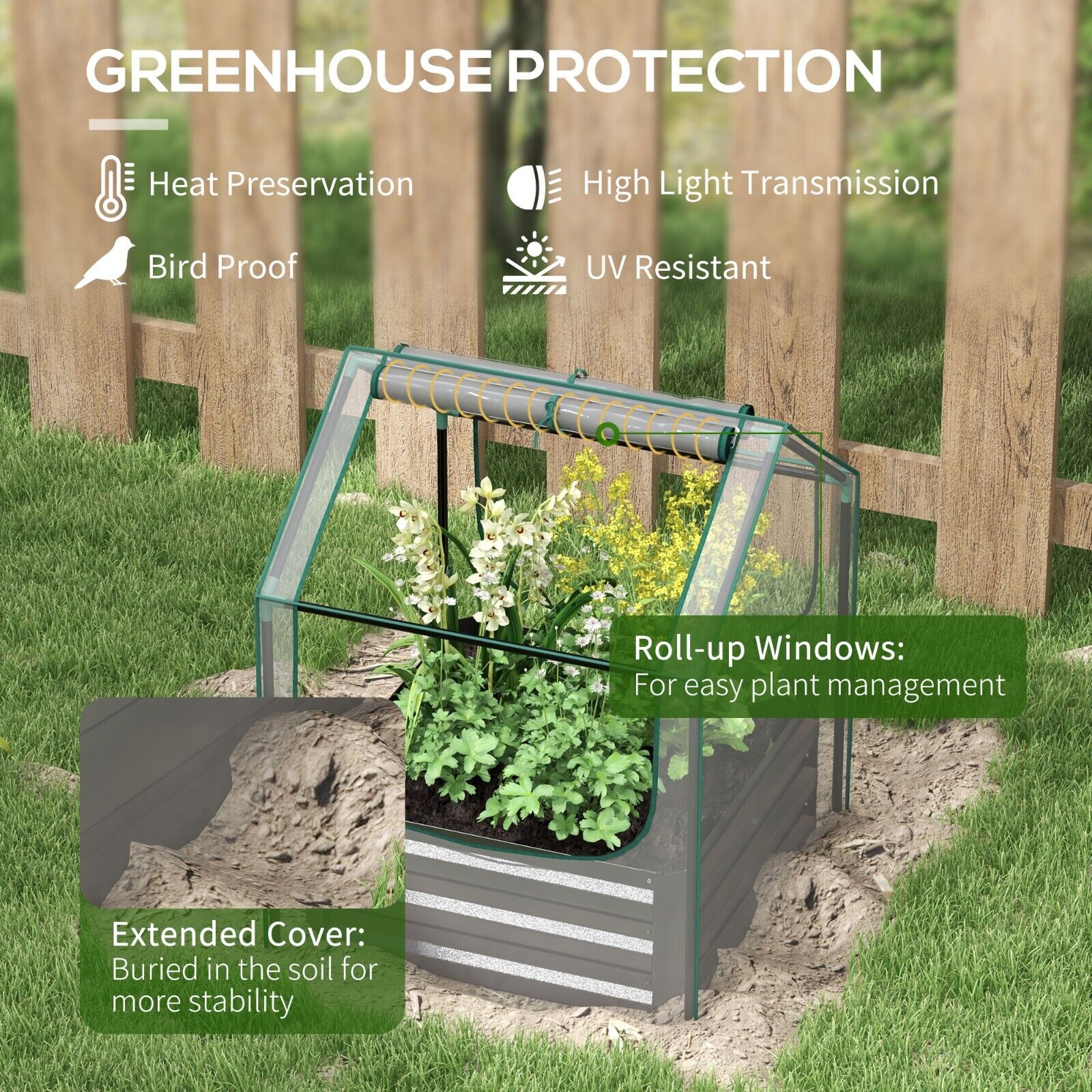 Raised Garden Bed with Greenhouse Cover Planter Box for Herbs Vegetables Grey - Home and Garden Furniture Shop - #rustic - furniture#