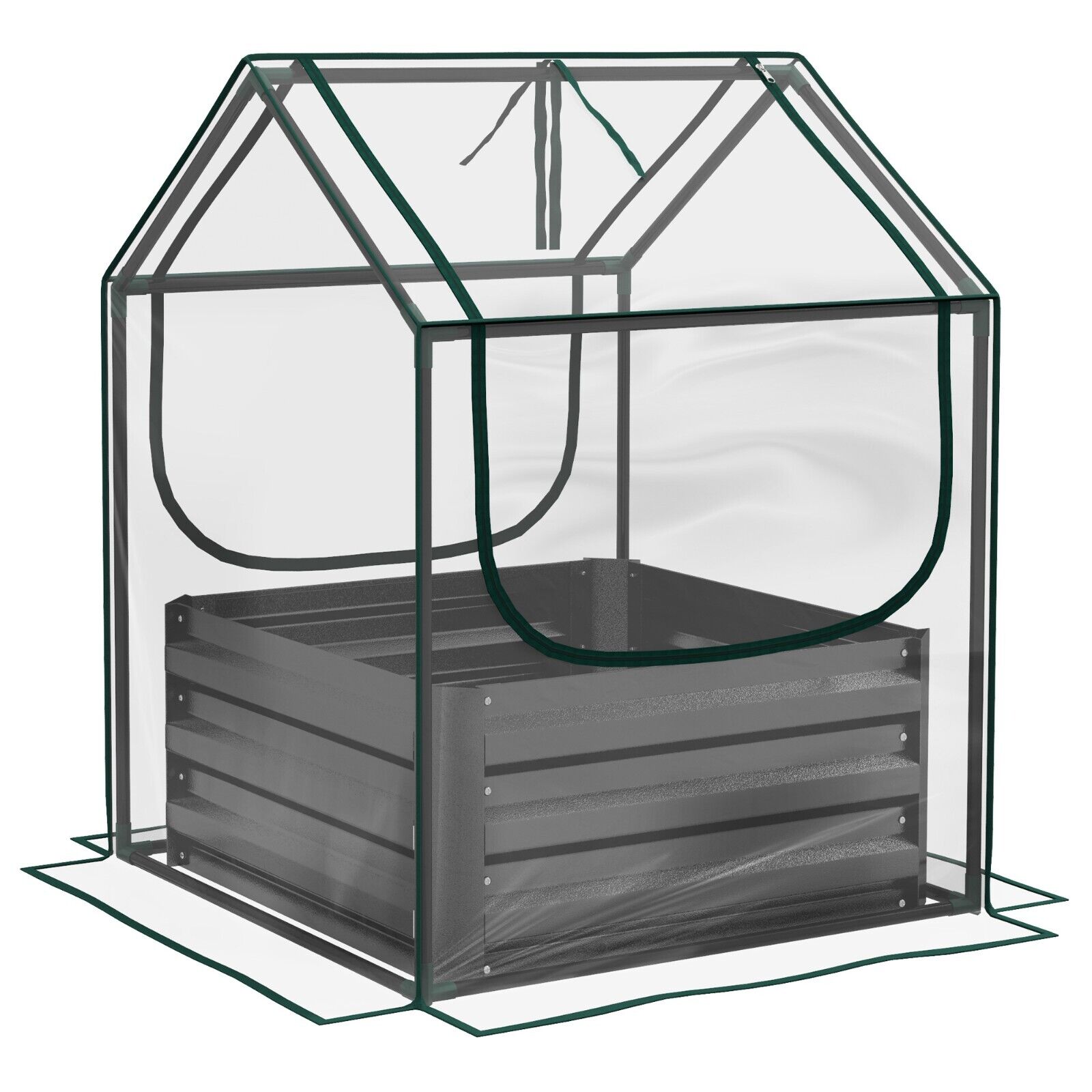 Raised Garden Bed with Greenhouse Cover Planter Box for Herbs Vegetables Grey - Home and Garden Furniture Shop - #rustic - furniture#