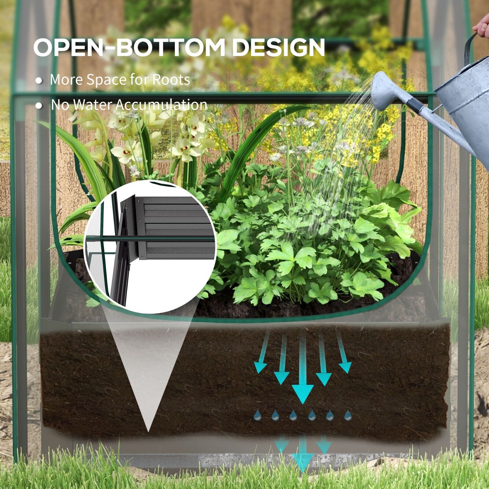 Raised Garden Bed with Greenhouse Cover Planter Box for Herbs Vegetables Grey - Home and Garden Furniture Shop - #rustic - furniture#