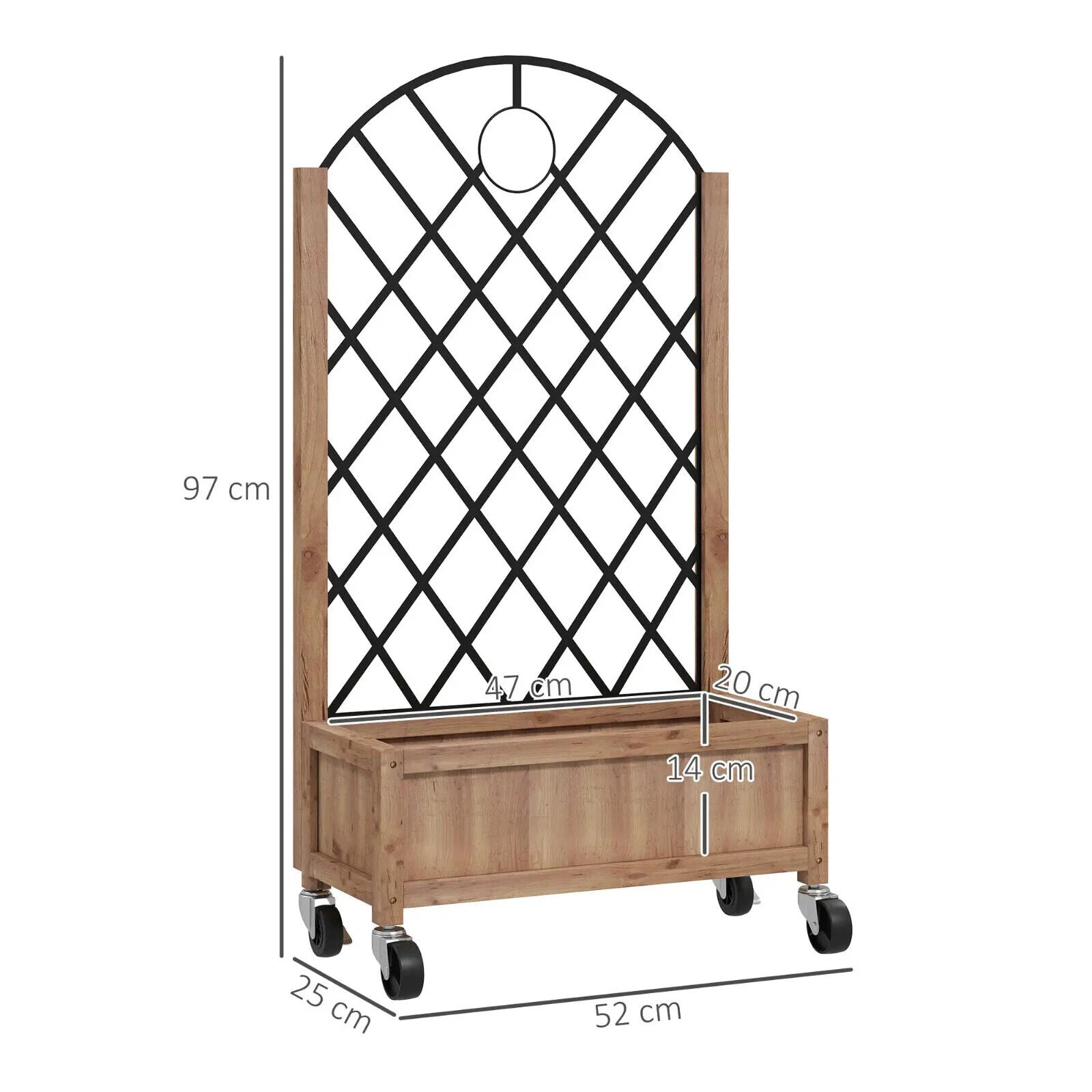 Raised Garden Bed with Metal Trellis Wooden Planter Box Wheel & Drainage Outdoor - Home and Garden Furniture Shop - #rustic - furniture#