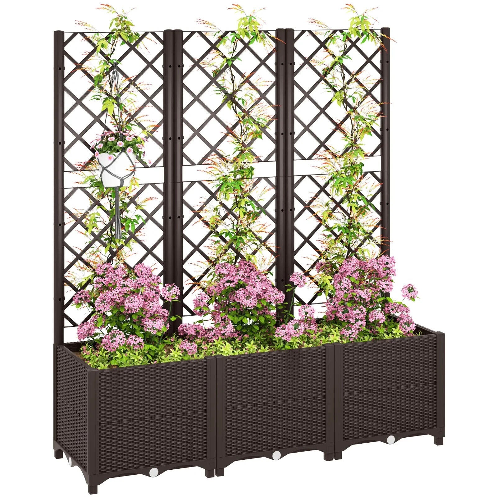 Raised Garden Bed with Trellis Planter Box Drainage Holes for Climbing Plants - Home and Garden Furniture Shop - #rustic - furniture#