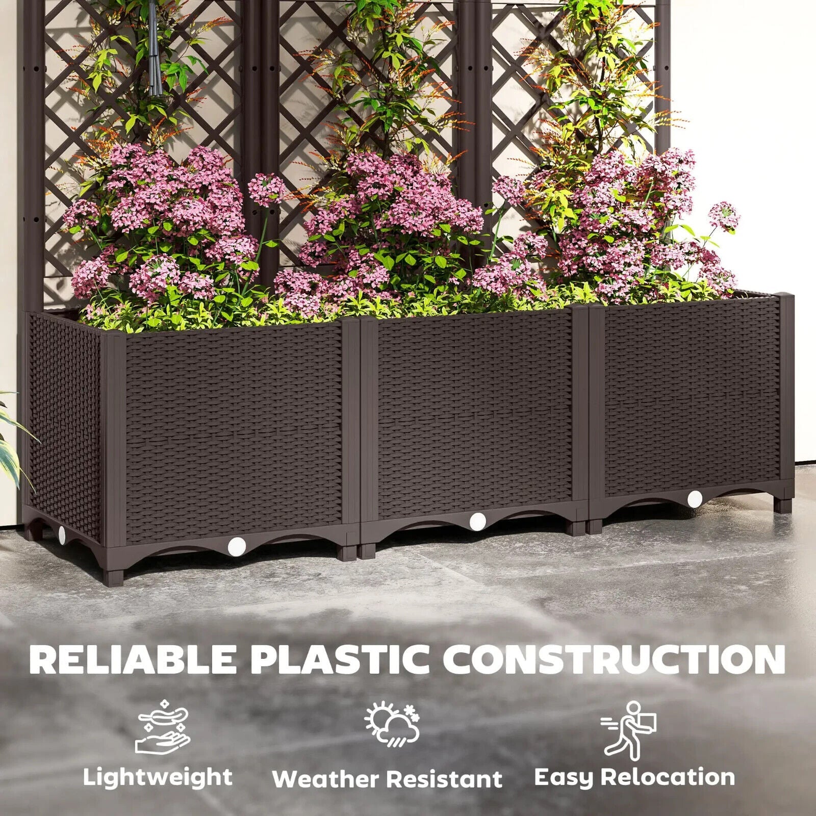Raised Garden Bed with Trellis Planter Box Drainage Holes for Climbing Plants - Home and Garden Furniture Shop - #rustic - furniture#