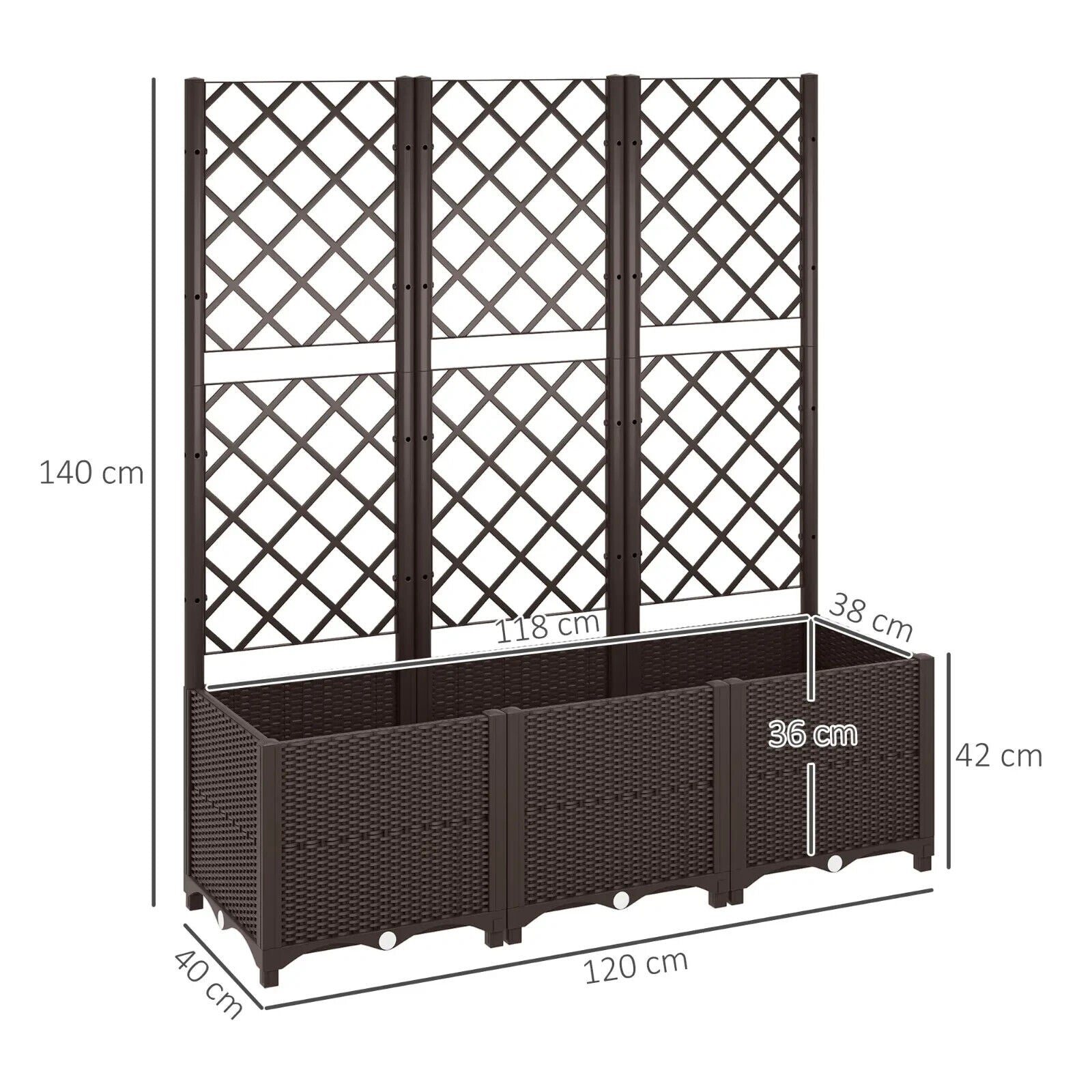 Raised Garden Bed with Trellis Planter Box Drainage Holes for Climbing Plants - Home and Garden Furniture Shop - #rustic - furniture#