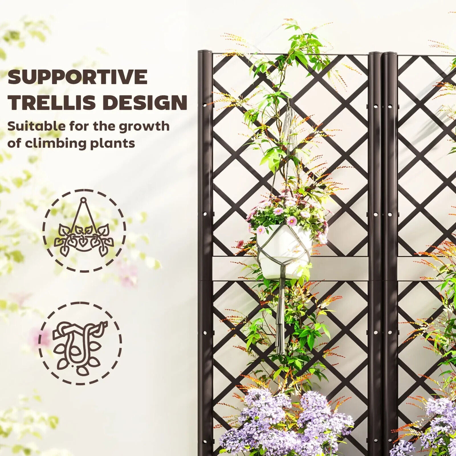 Raised Garden Bed with Trellis Planter Box Drainage Holes for Climbing Plants - Home and Garden Furniture Shop - #rustic - furniture#