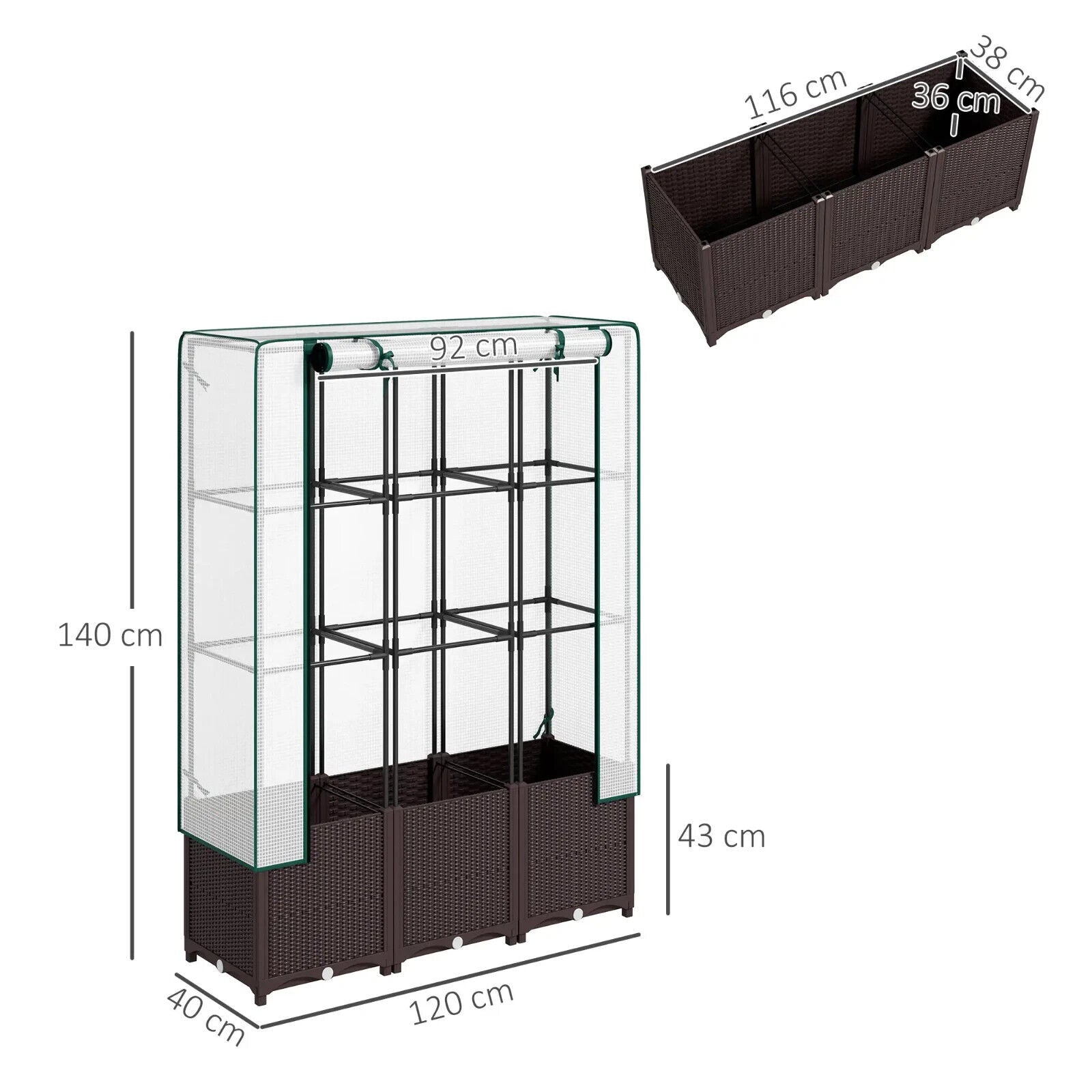 Raised Garden Bed with Trellis Plastic Planter Box Drainage Holes Plugs Climbing - Home and Garden Furniture Shop - #rustic - furniture#