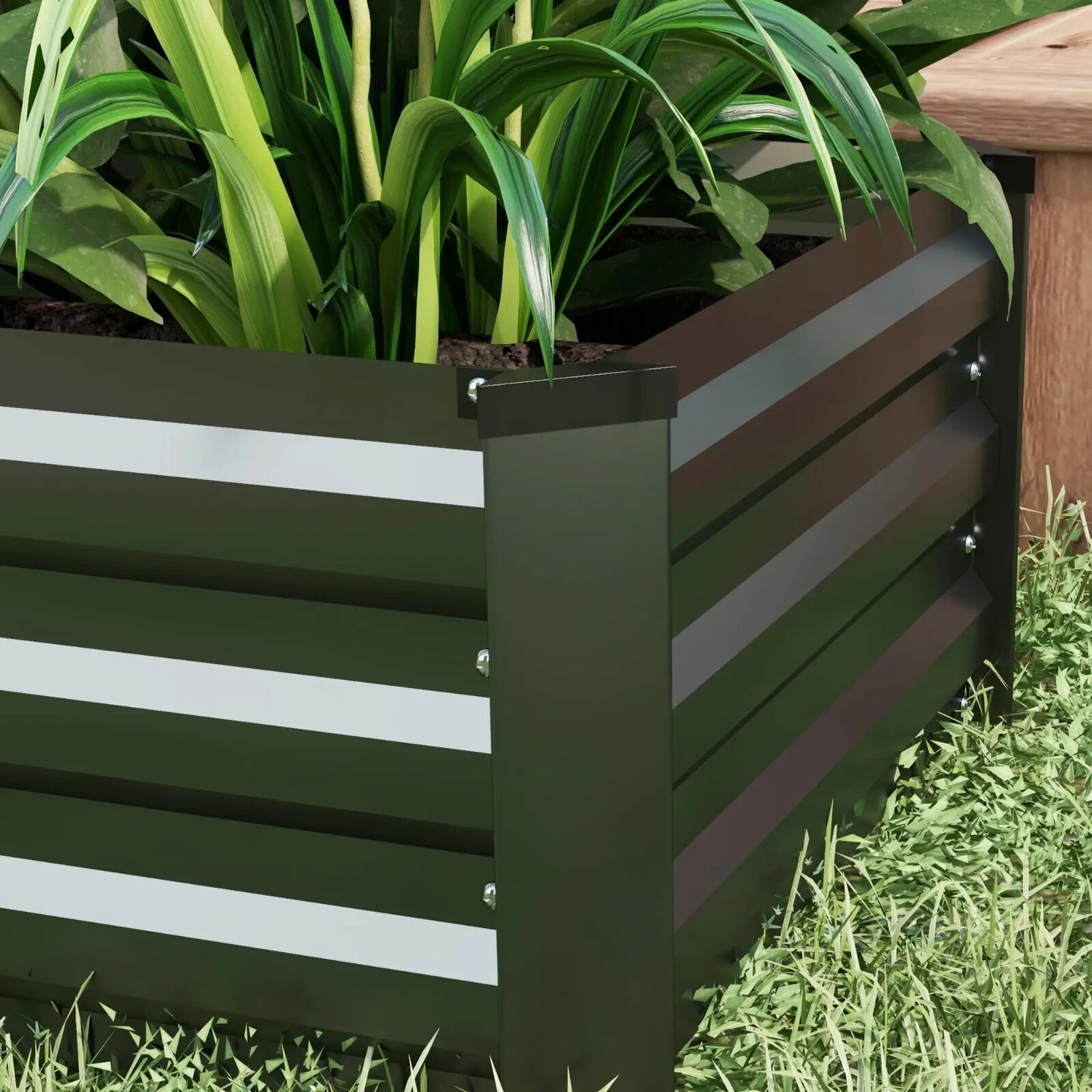 Raised Garden Beds Set of 2 Galvanised Steel Planter Box Outdoor Plant Bed Grow - Home and Garden Furniture Shop - rustic - furniture