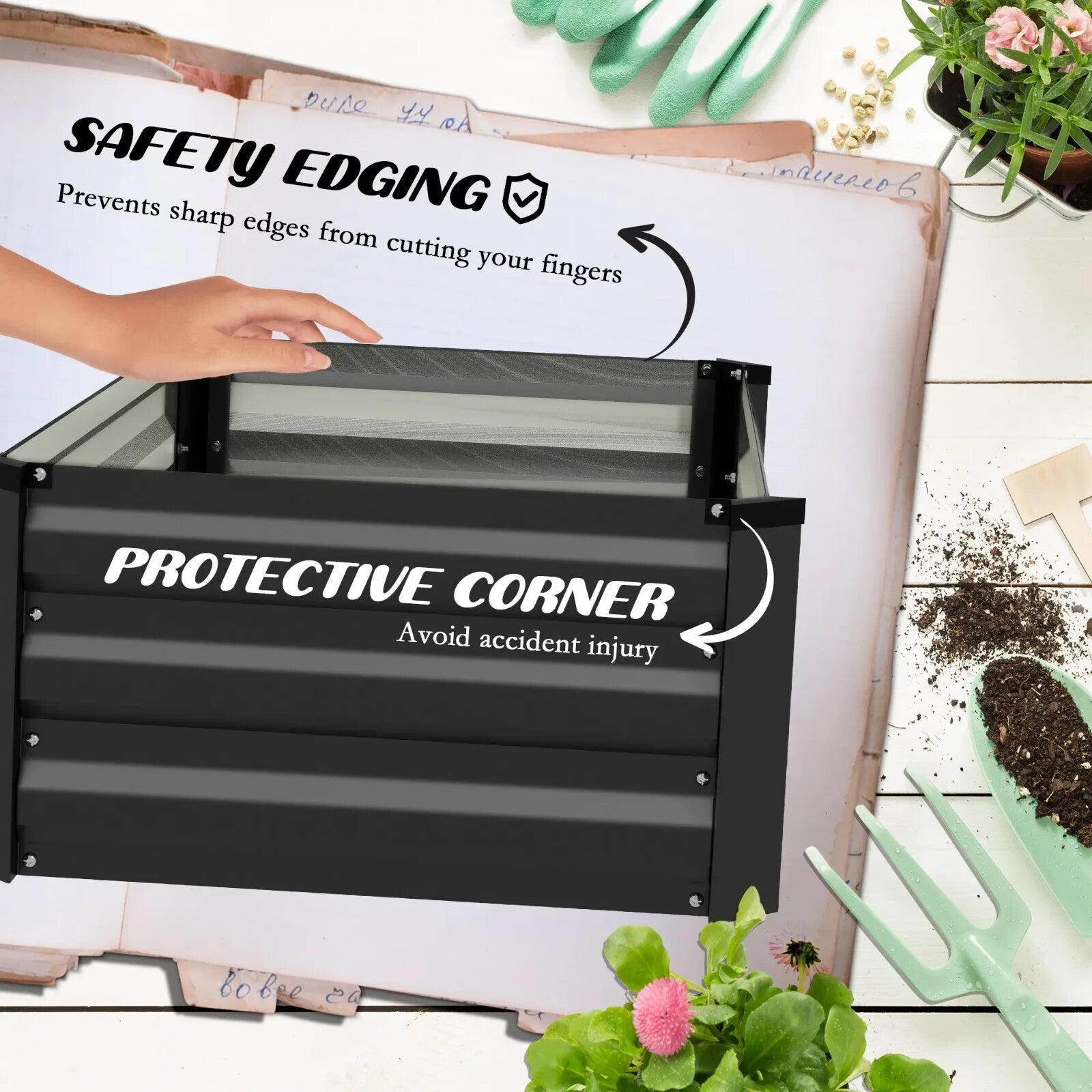 Raised Garden Beds Set of 2 Galvanised Steel Planter Box Outdoor Plant Bed Grow - Home and Garden Furniture Shop - rustic - furniture