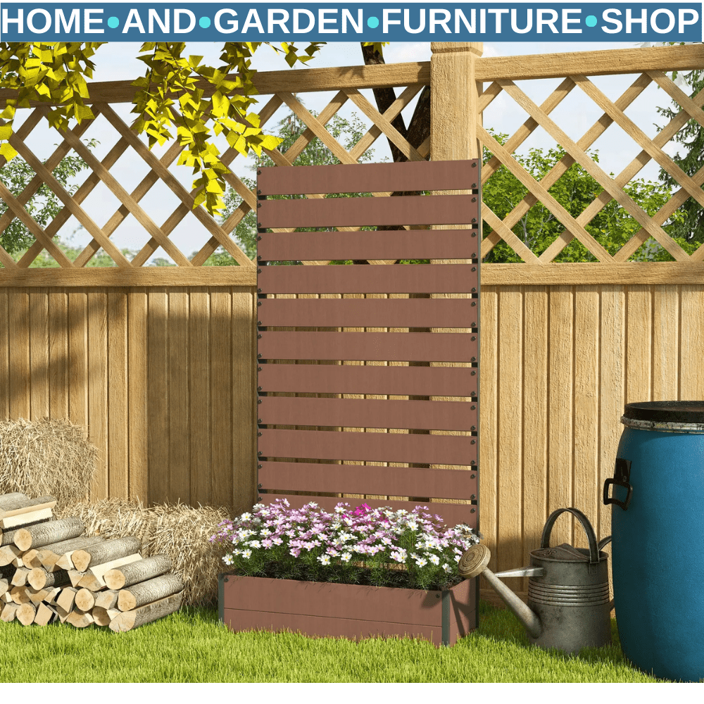 Raised Garden Planter Box w/ Trellis and Drainage Gap for Climbing Plants Vines - Home and Garden Furniture Shop - #rustic - furniture#