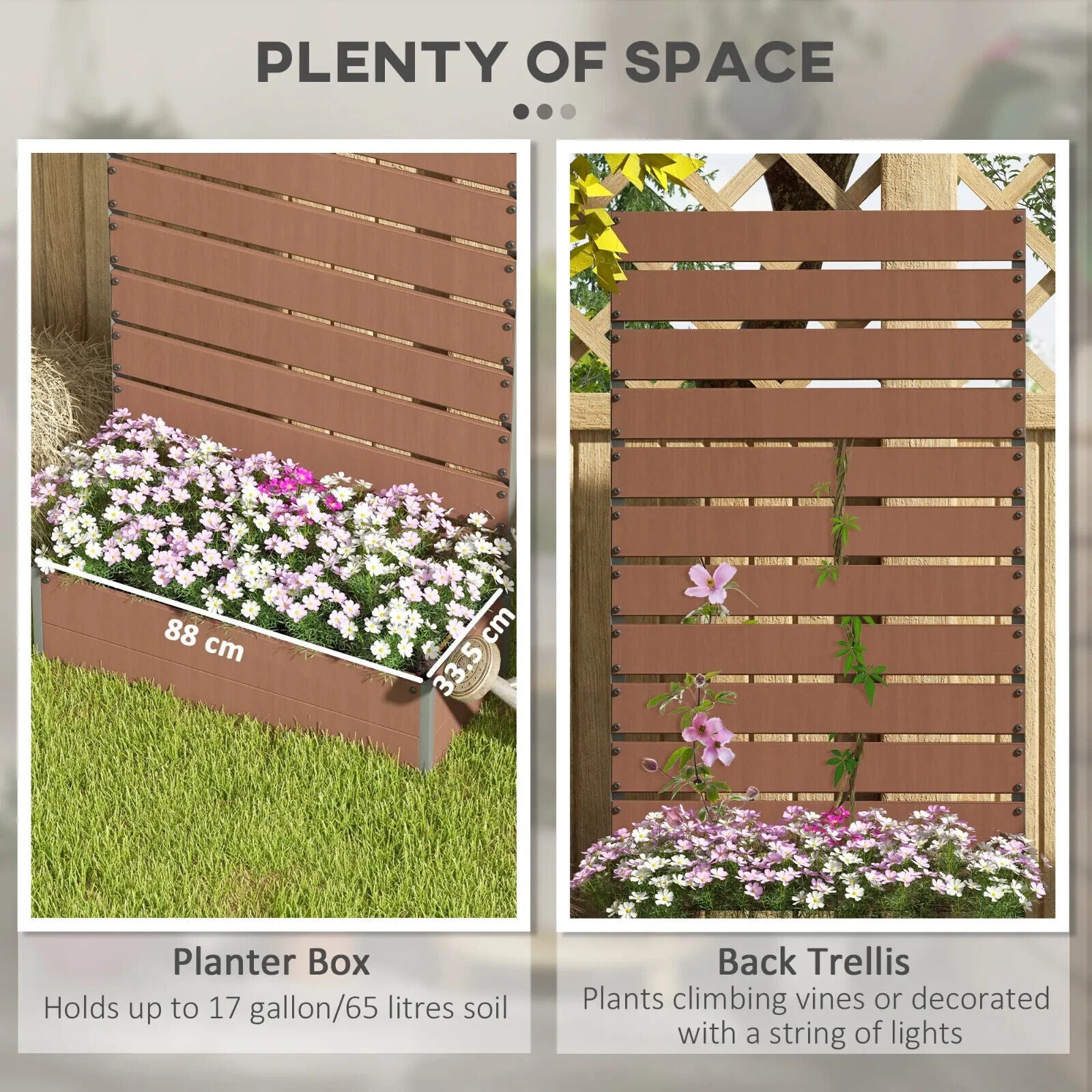 Raised Garden Planter Box w/ Trellis and Drainage Gap for Climbing Plants Vines - Home and Garden Furniture Shop - #rustic - furniture#