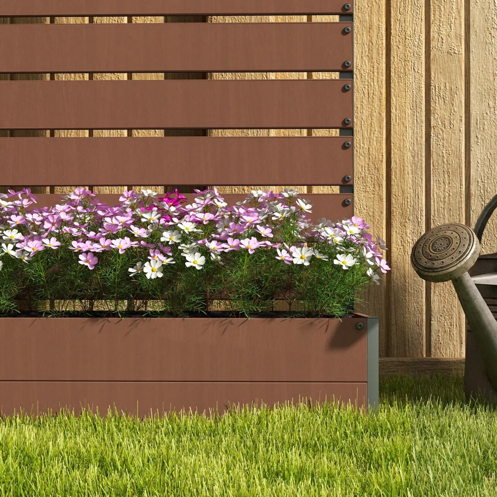 Raised Garden Planter Box w/ Trellis and Drainage Gap for Climbing Plants Vines - Home and Garden Furniture Shop - #rustic - furniture#