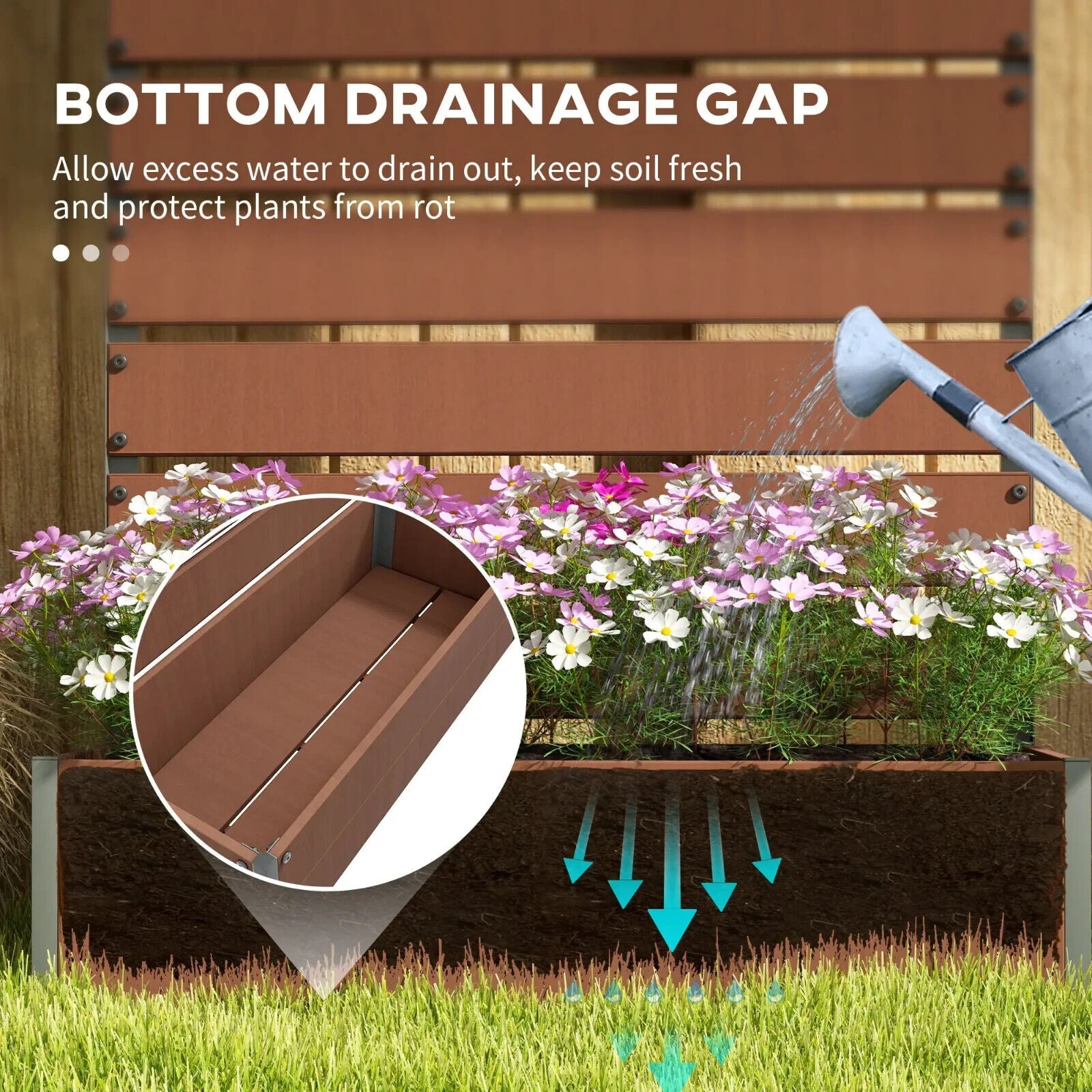 Raised Garden Planter Box w/ Trellis and Drainage Gap for Climbing Plants Vines - Home and Garden Furniture Shop - #rustic - furniture#