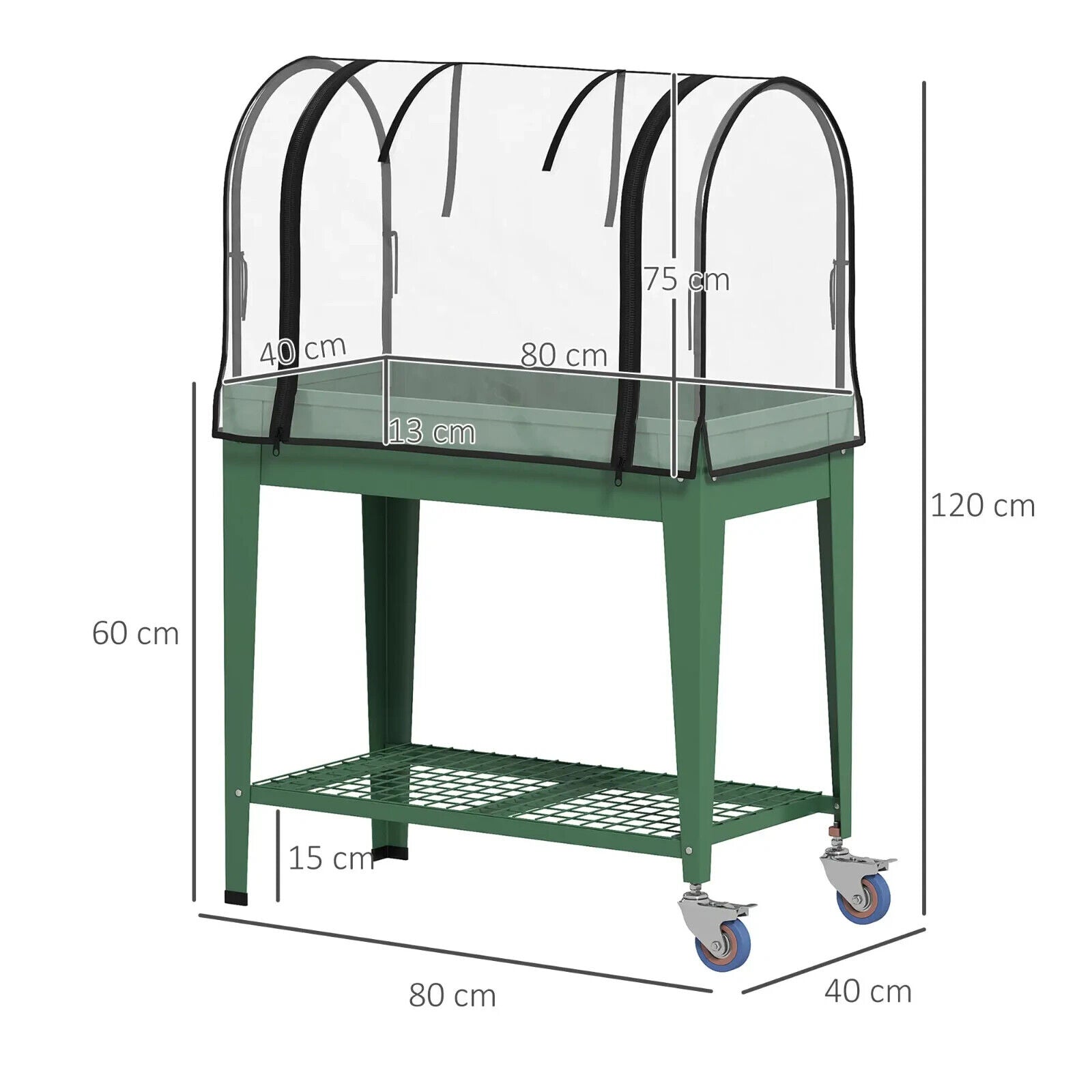 Raised Planter Greenhouse Cover Mobile Elevated Garden Bed Wheels Bottom Shelf - Home and Garden Furniture Shop - #rustic - furniture#