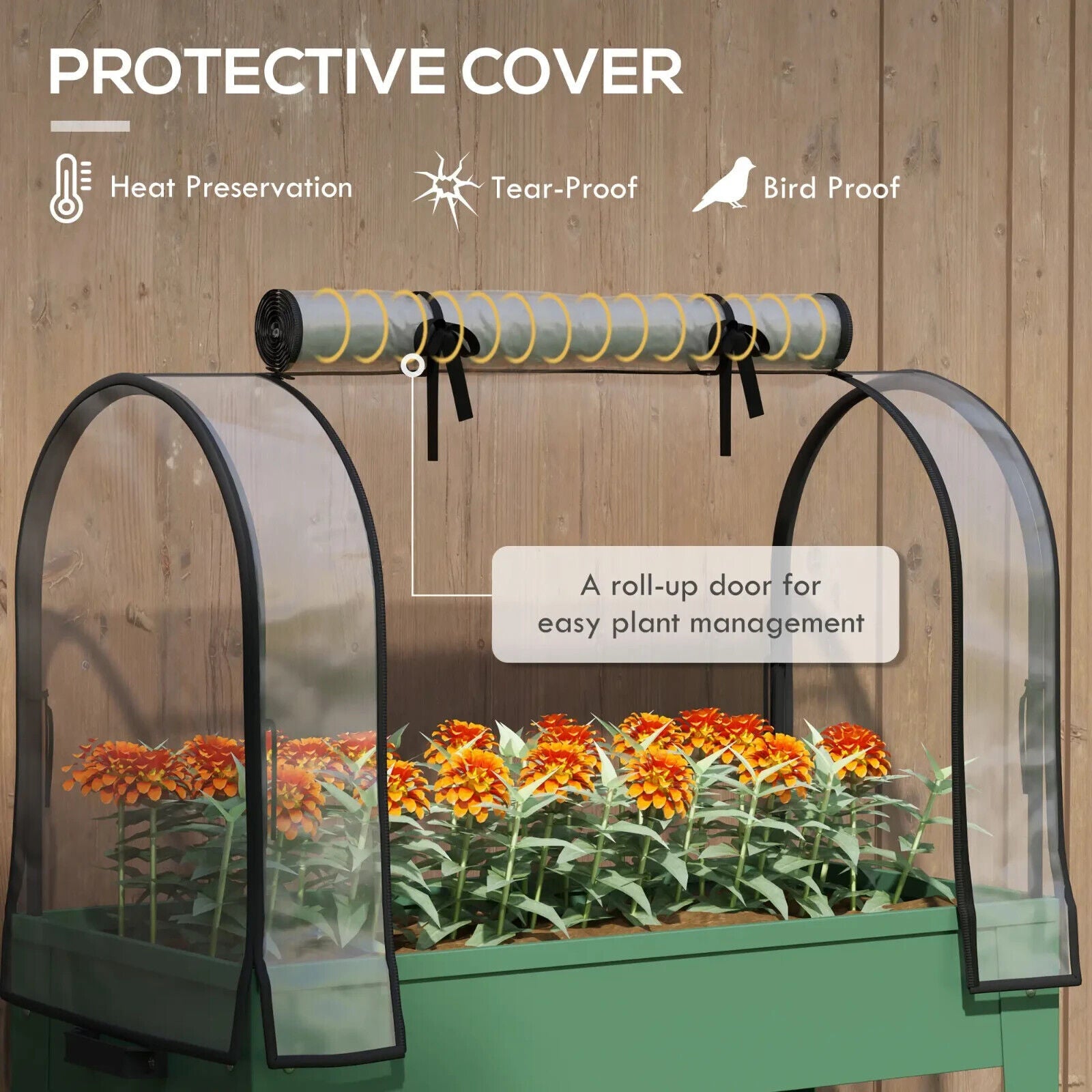 Raised Planter Greenhouse Cover Mobile Elevated Garden Bed Wheels Bottom Shelf - Home and Garden Furniture Shop - #rustic - furniture#