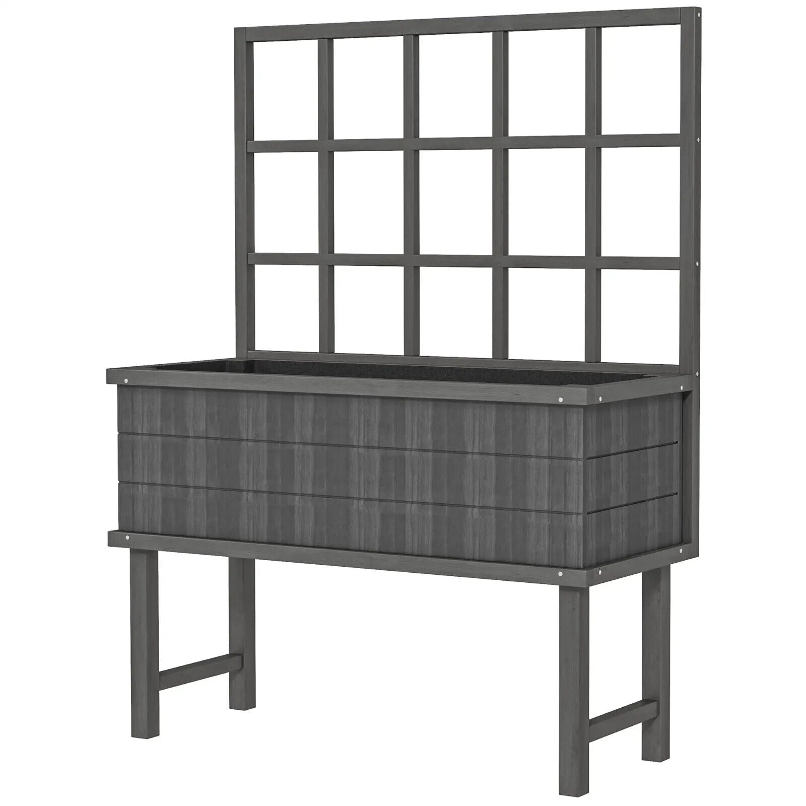 Raised Wooden Garden Planter w/Trellis for Vines Climbing Plants & Drainage Hole - Home and Garden Furniture Shop - #rustic - furniture#