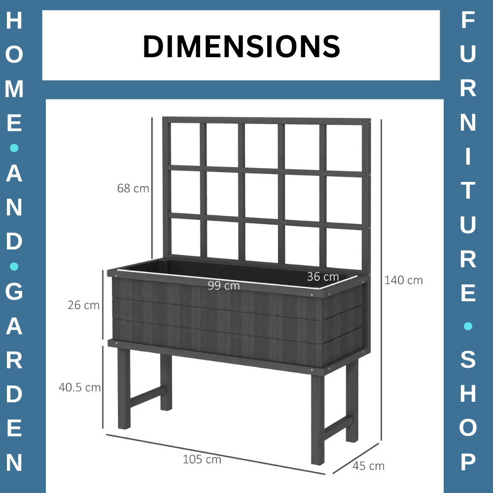 Raised Wooden Garden Planter w/Trellis for Vines Climbing Plants & Drainage Hole - Home and Garden Furniture Shop - #rustic - furniture#