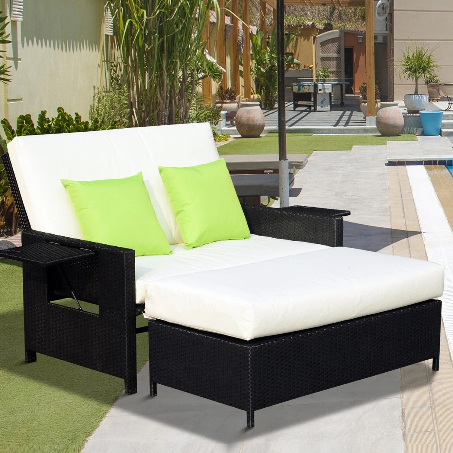 Rattan 2 Seater Garden Sun Lounger Day Bed Outdoor Patio Double Lounge Furniture - Home and Garden Furniture Shop - rustic - furniture