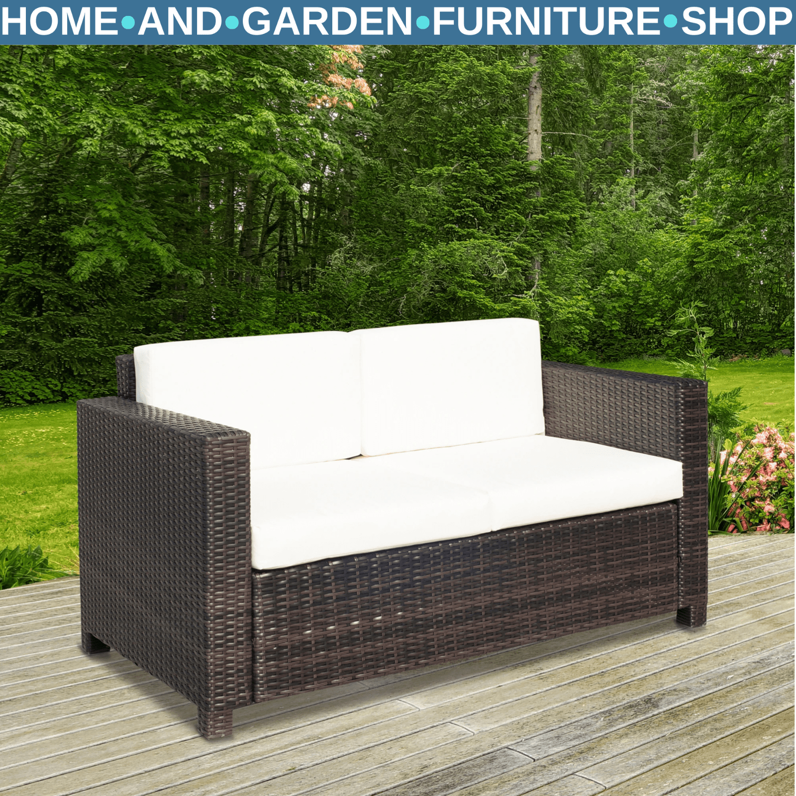 Rattan 2 Seater Outdoor Sofa Chair with Wicker Design for Garden or Conservatory - Home and Garden Furniture Shop - #rustic - furniture#