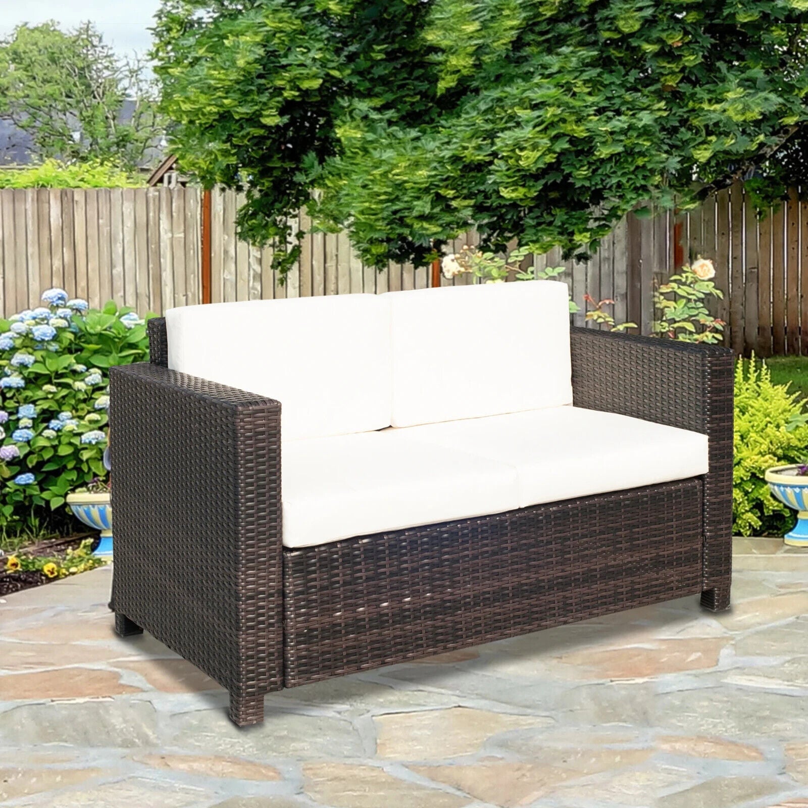 Rattan 2 Seater Outdoor Sofa Chair with Wicker Design for Garden or Conservatory - Home and Garden Furniture Shop - #rustic - furniture#