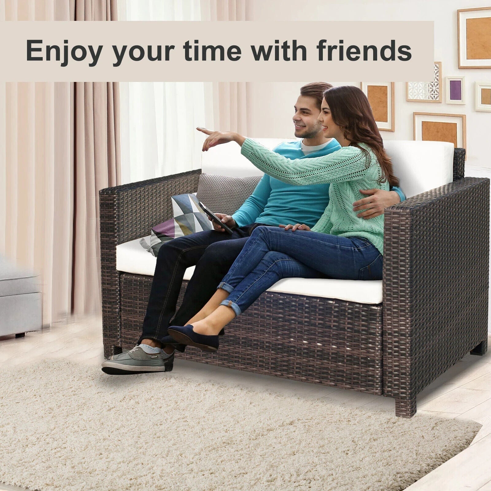 Rattan 2 Seater Outdoor Sofa Chair with Wicker Design for Garden or Conservatory - Home and Garden Furniture Shop - #rustic - furniture#
