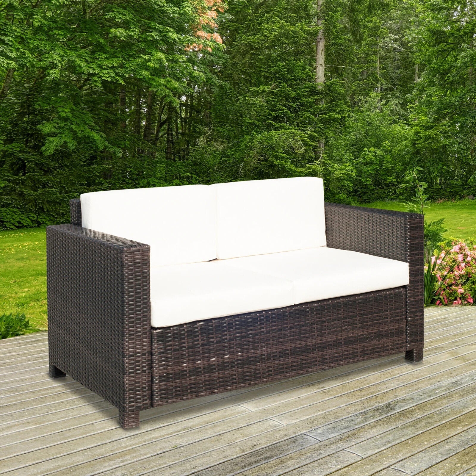 Rattan 2 Seater Outdoor Sofa Chair with Wicker Design for Garden or Conservatory - Home and Garden Furniture Shop - #rustic - furniture#