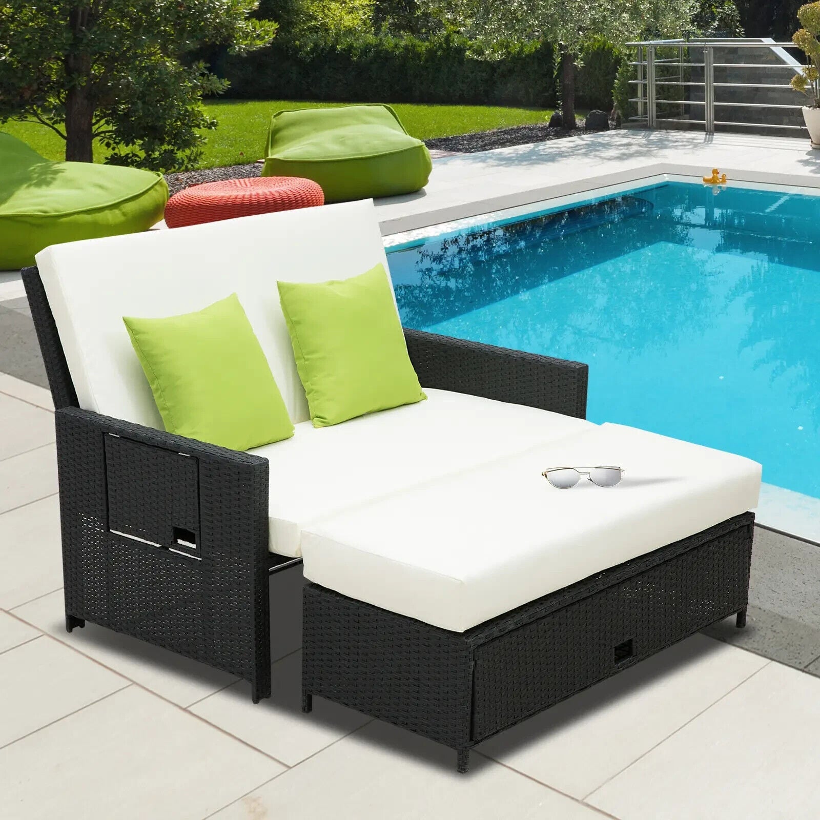 Rattan 2 Seater Sofa Sun Lounger Day Bed for Garden Patio Conservatory Relaxing - Home and Garden Furniture Shop - #rustic - furniture#