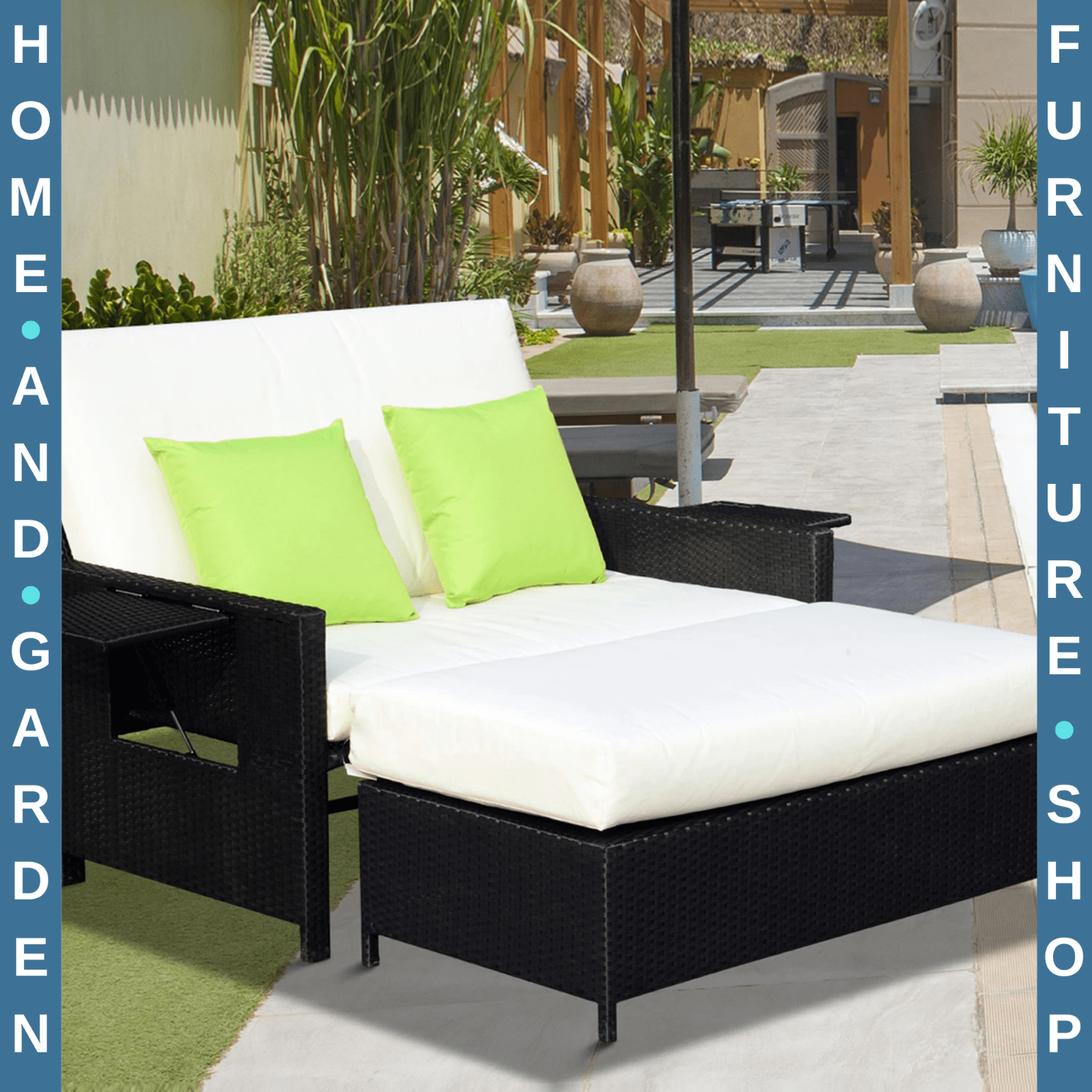 Rattan 2 Seater Sofa Sun Lounger Day Bed for Garden Patio Conservatory Relaxing - Home and Garden Furniture Shop - #rustic - furniture#