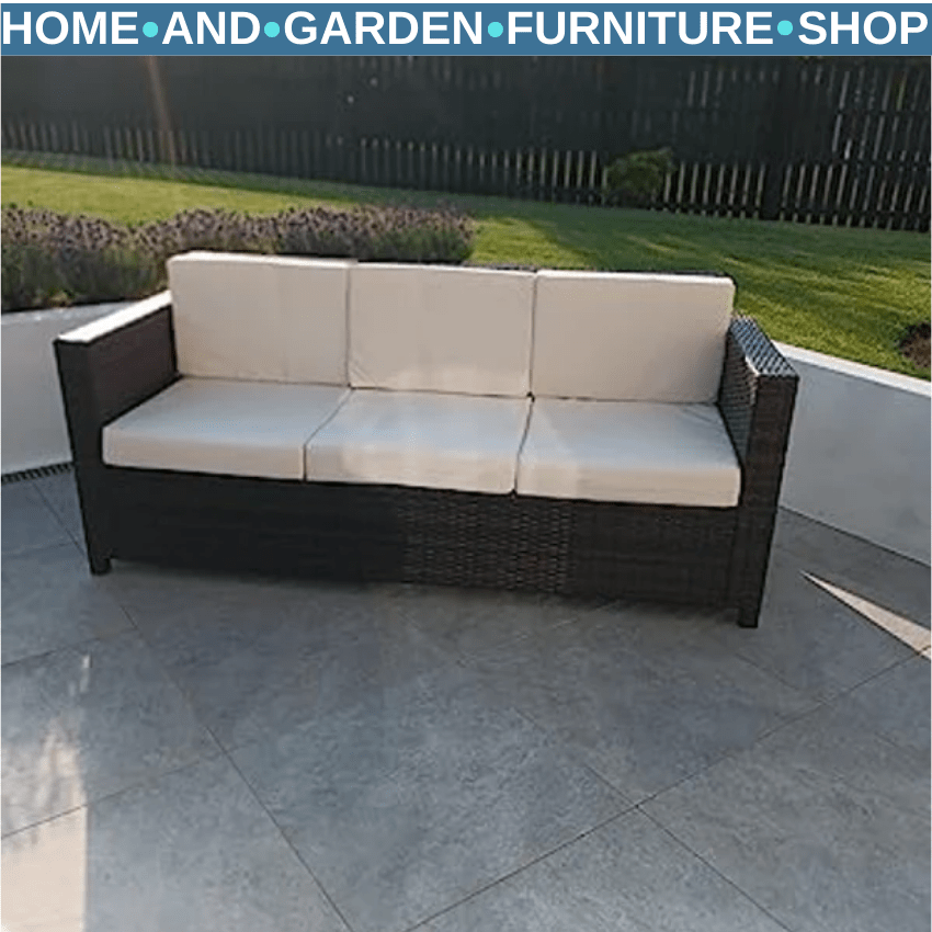 Rattan 3 Seater Outdoor Garden Sofa Chair Patio Furniture w/ Strong Metal Frame - Home and Garden Furniture Shop - rustic - furniture