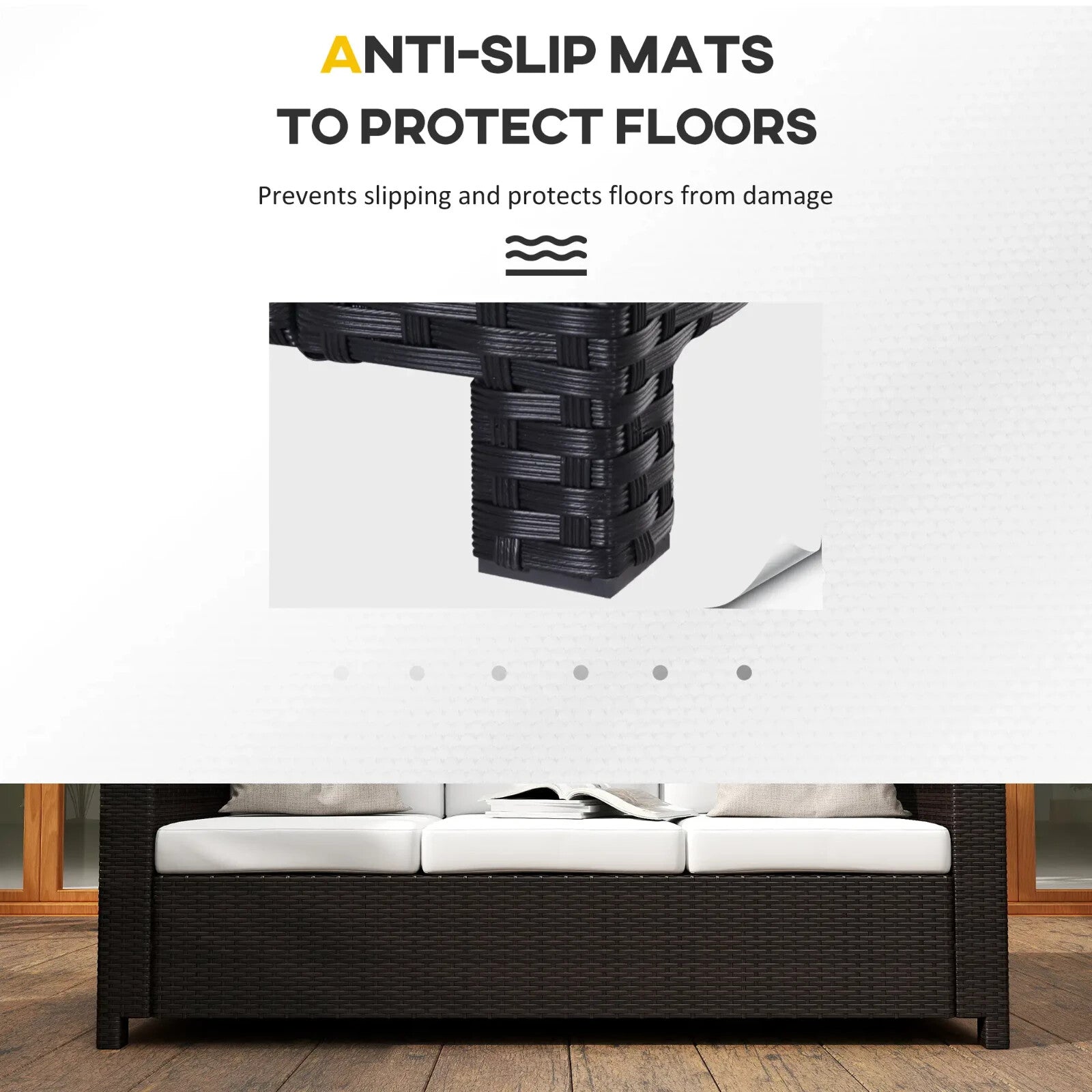 Rattan 3 Seater Outdoor Garden Sofa Chair Patio Furniture w/ Strong Metal Frame - Home and Garden Furniture Shop - rustic - furniture