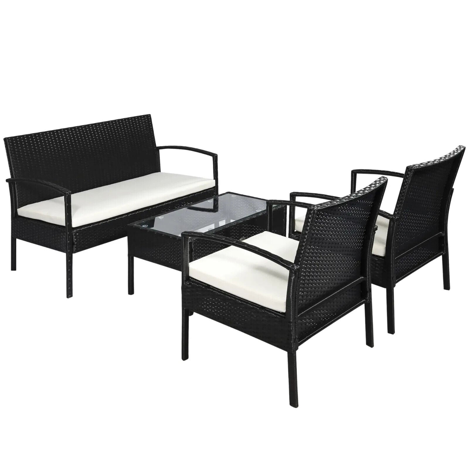 Rattan 4 Piece Bistro Garden Sofa Set with Chairs &Table for Patio Conservatory - Home and Garden Furniture Shop - #rustic - furniture#