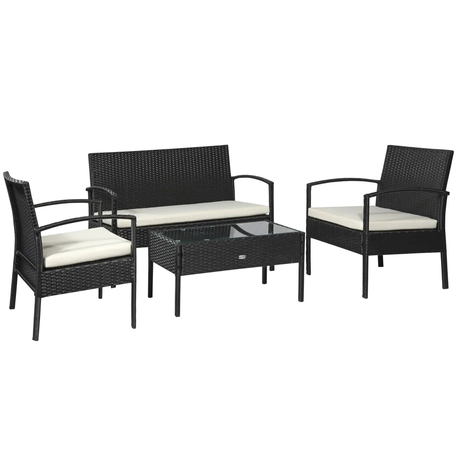 Rattan 4 Piece Bistro Garden Sofa Set with Chairs &Table for Patio Conservatory - Home and Garden Furniture Shop - #rustic - furniture#