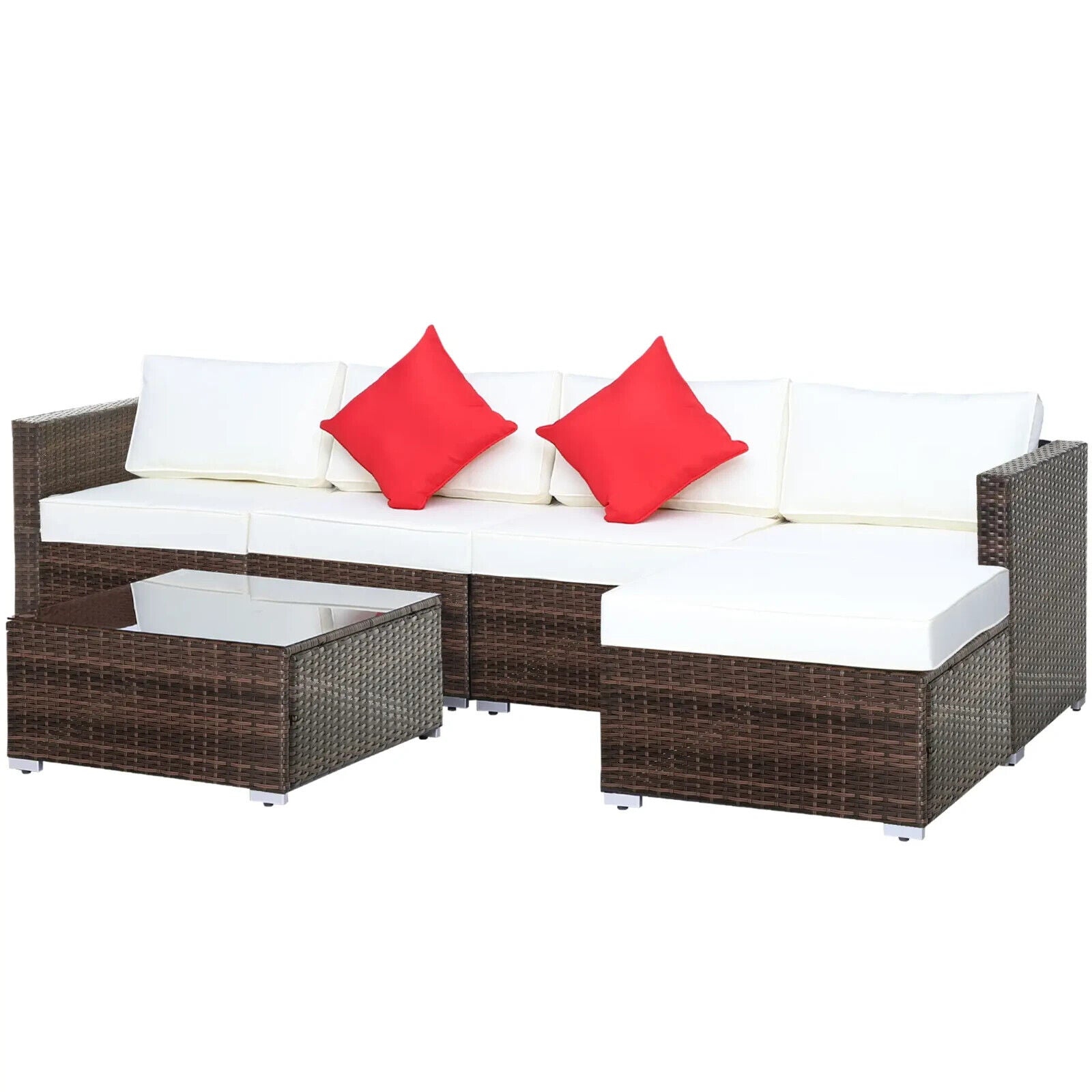Rattan 6 Piece Garden Furniture Set with Table & Chairs for Patio Conservatory - Home and Garden Furniture Shop - #rustic - furniture#