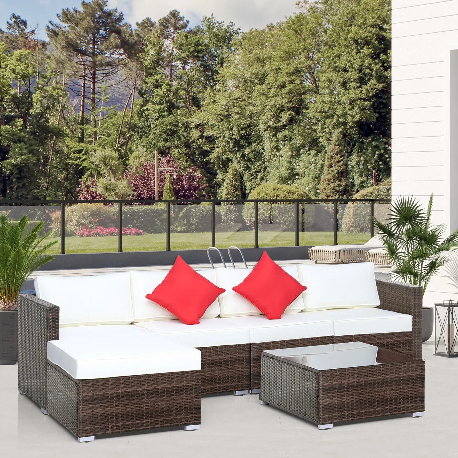Rattan 6 Piece Garden Furniture Set with Table & Chairs for Patio Conservatory - Home and Garden Furniture Shop - #rustic - furniture#