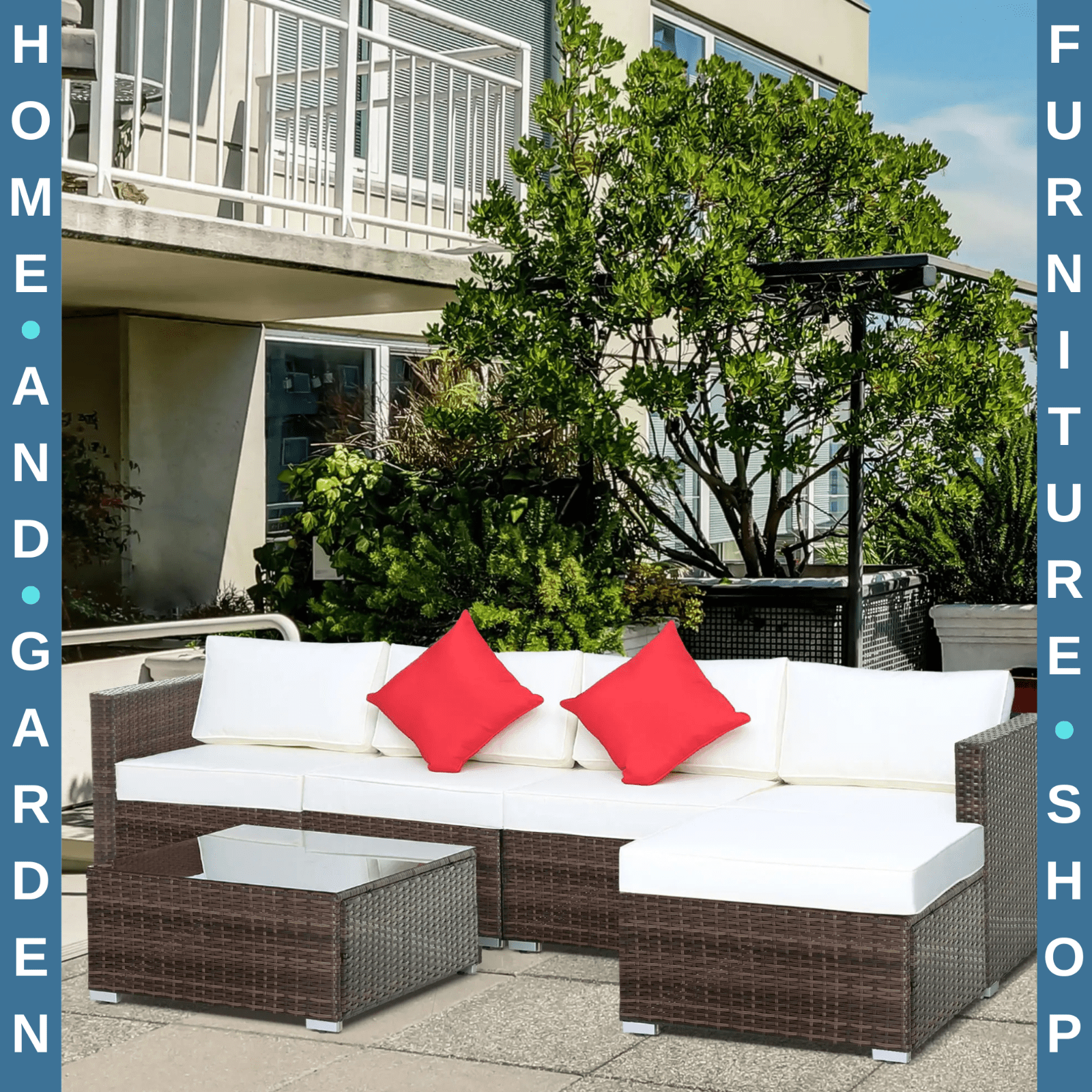 Rattan 6 Piece Garden Furniture Set with Table & Chairs for Patio Conservatory - Home and Garden Furniture Shop - #rustic - furniture#