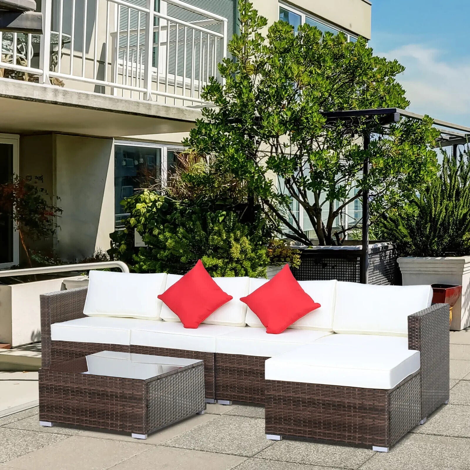 Rattan 6 Piece Garden Furniture Set with Table & Chairs for Patio Conservatory - Home and Garden Furniture Shop - #rustic - furniture#