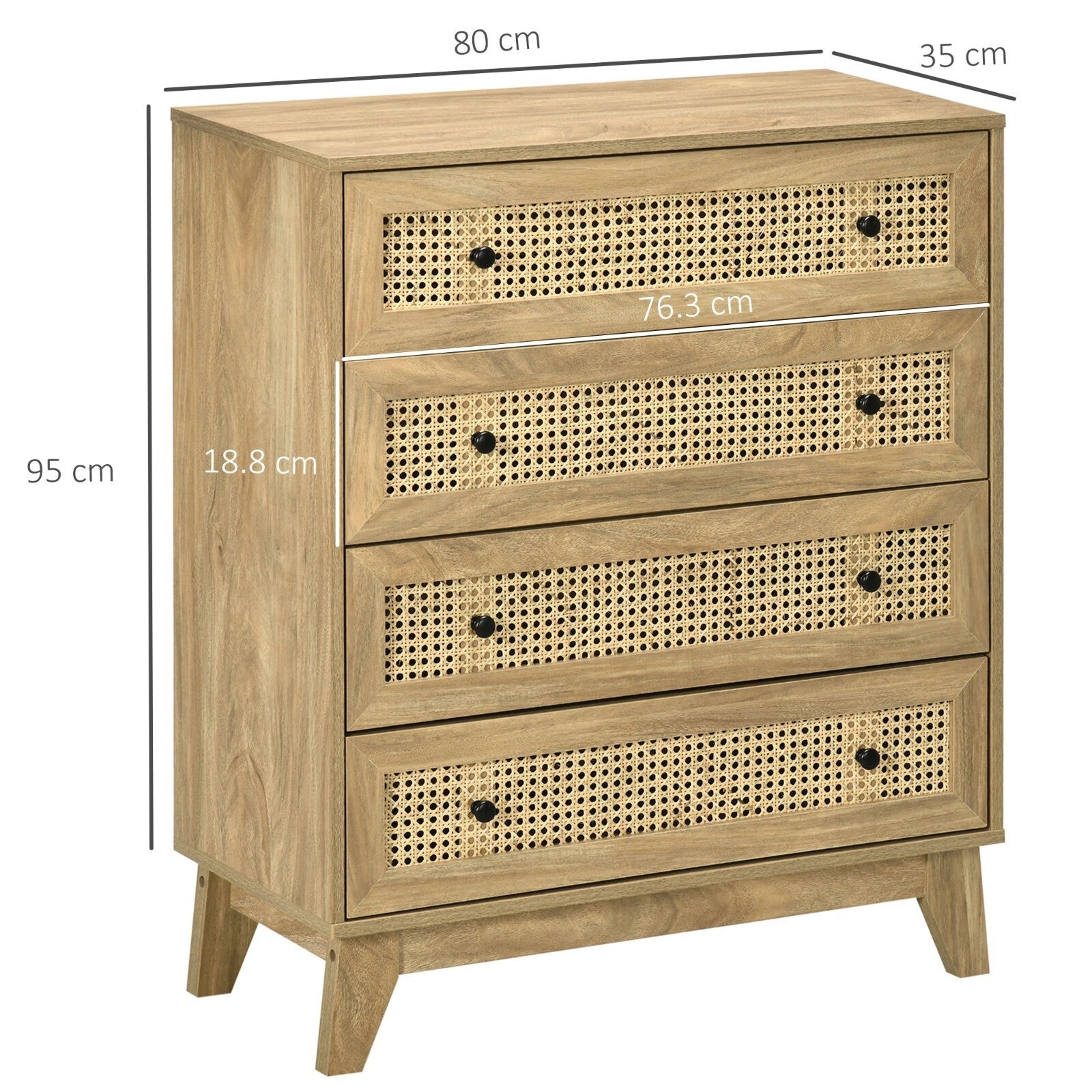 Rattan Chest of Drawers 4 Drawer Dresser Storage Cabinet Unit Bedroom Wood Style - Home and Garden Furniture Shop - rustic - furniture