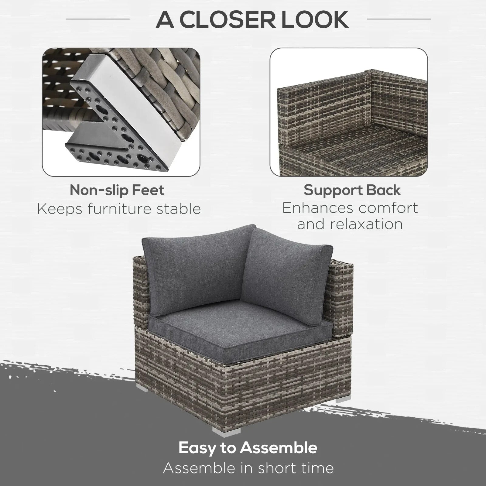 Rattan Corner Sofa Chair with Cushions for Garden Outdoor Furniture Seating - Home and Garden Furniture Shop - rustic - furniture