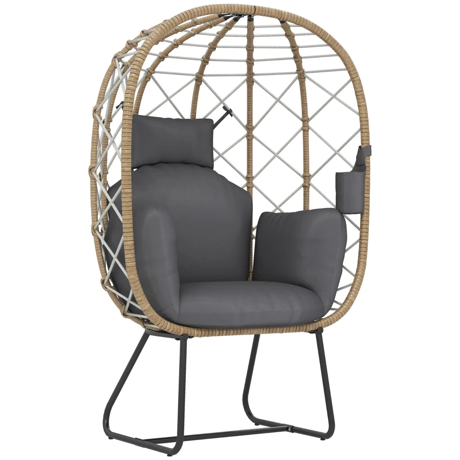 Rattan Egg Chair Outdoor Indoor Wicker Chair with Cushion Headrest Garden Seat - Home and Garden Furniture Shop - rustic - furniture