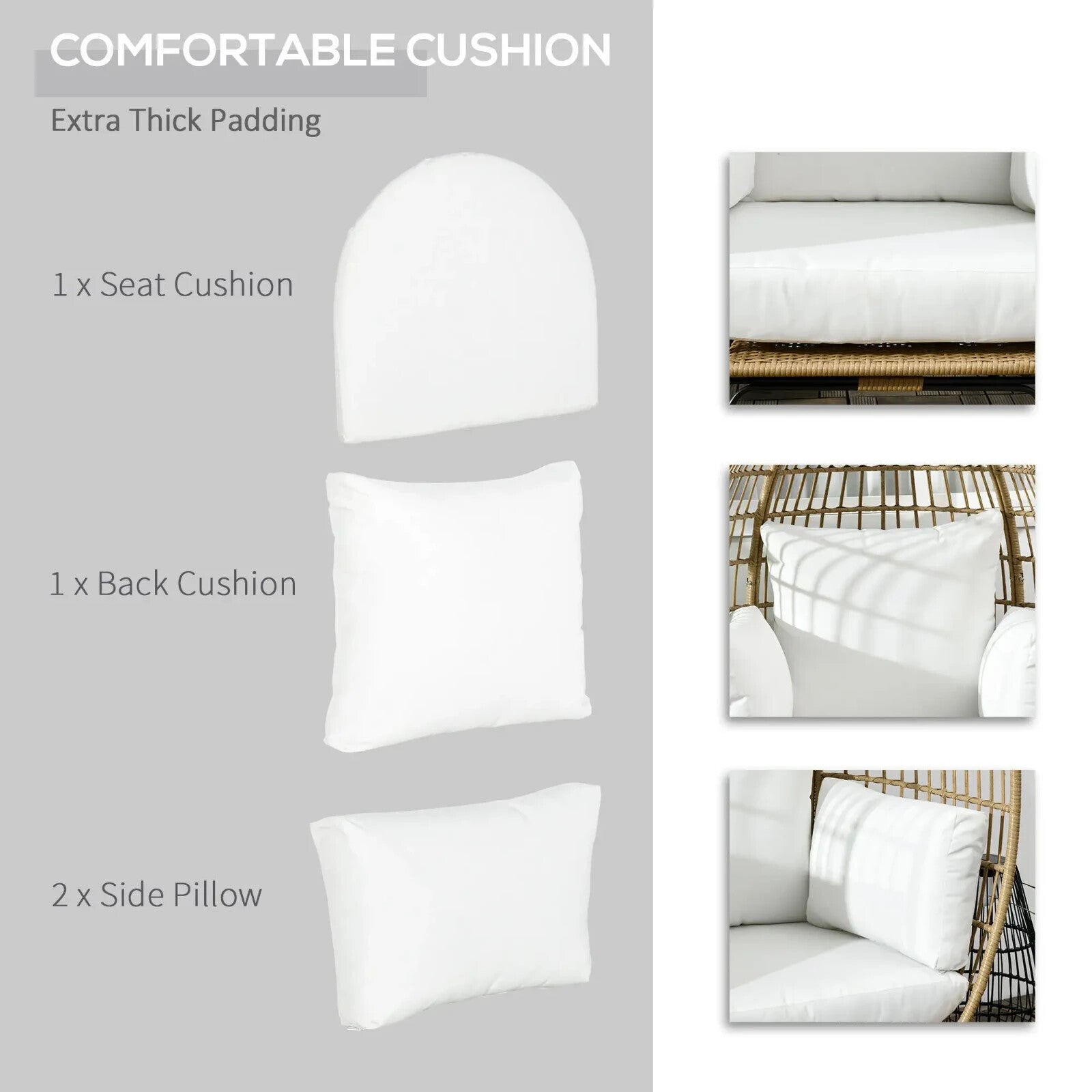 Rattan Egg Chair Outdoor Wicker Teardrop Chair with Cushions for Garden Patio - Home and Garden Furniture Shop - rustic - furniture