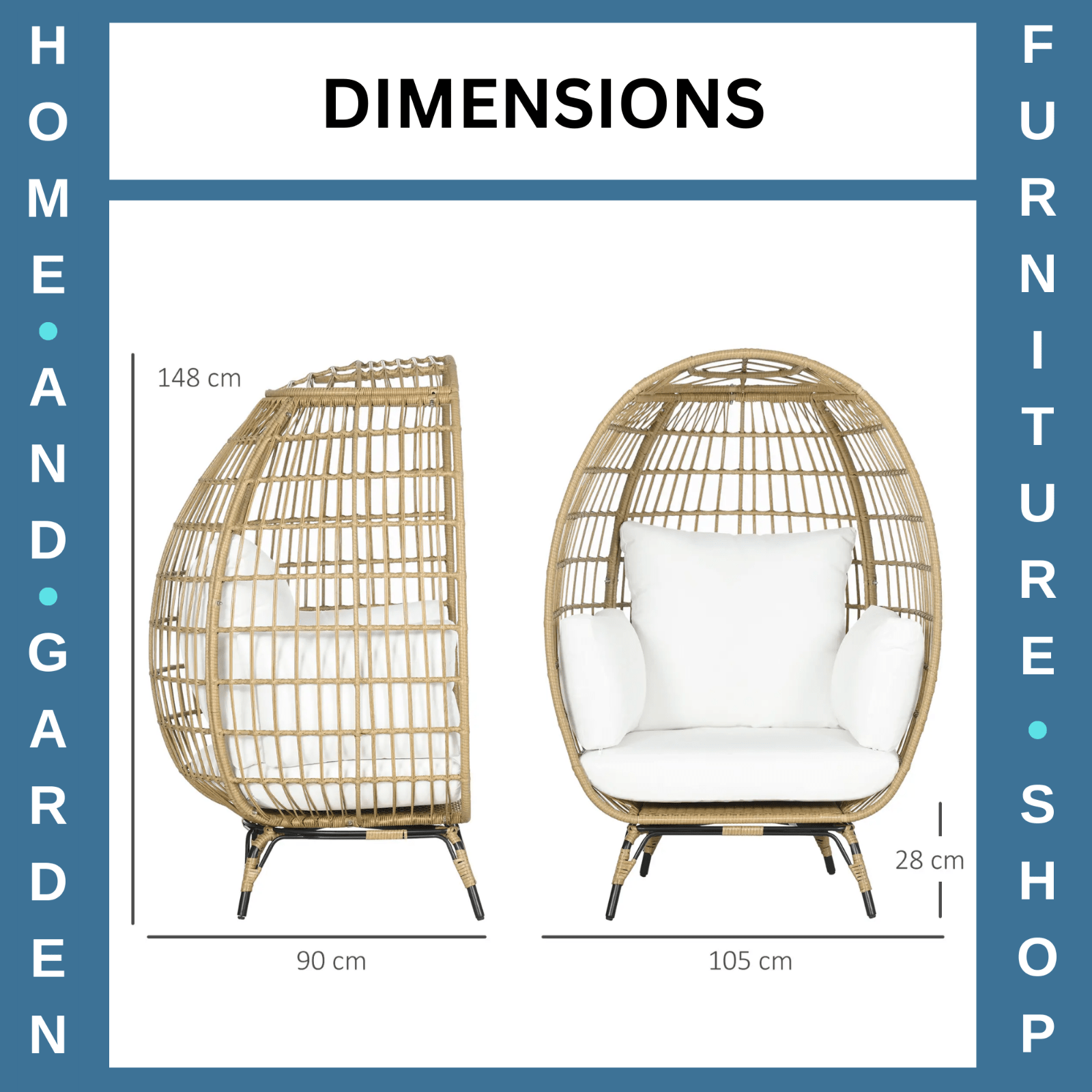 Rattan Egg Chair Outdoor Wicker Teardrop Chair with Cushions for Garden Patio - Home and Garden Furniture Shop - rustic - furniture