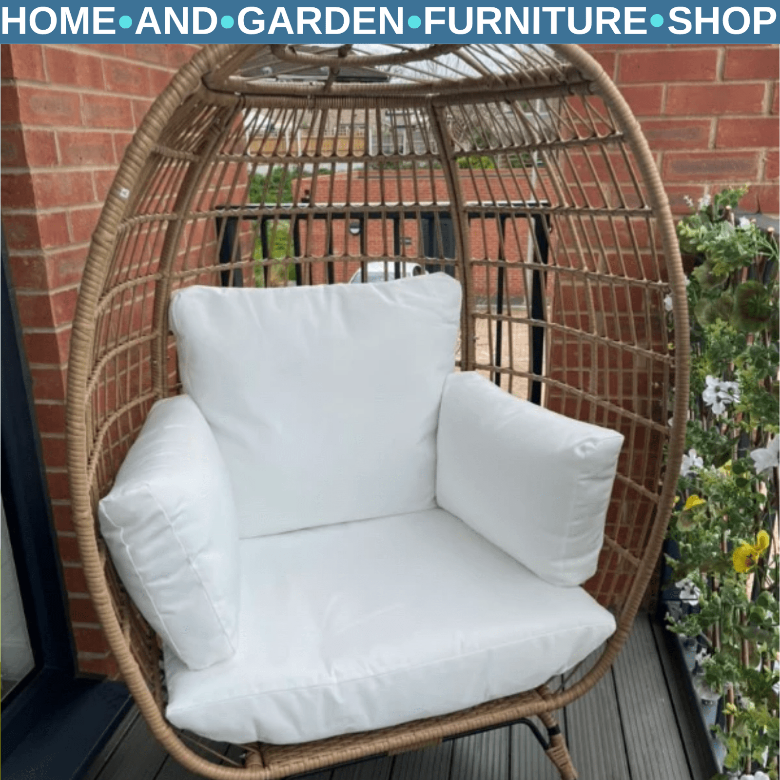 Rattan Egg Chair Outdoor Wicker Teardrop Chair with Cushions for Garden Patio - Home and Garden Furniture Shop - rustic - furniture