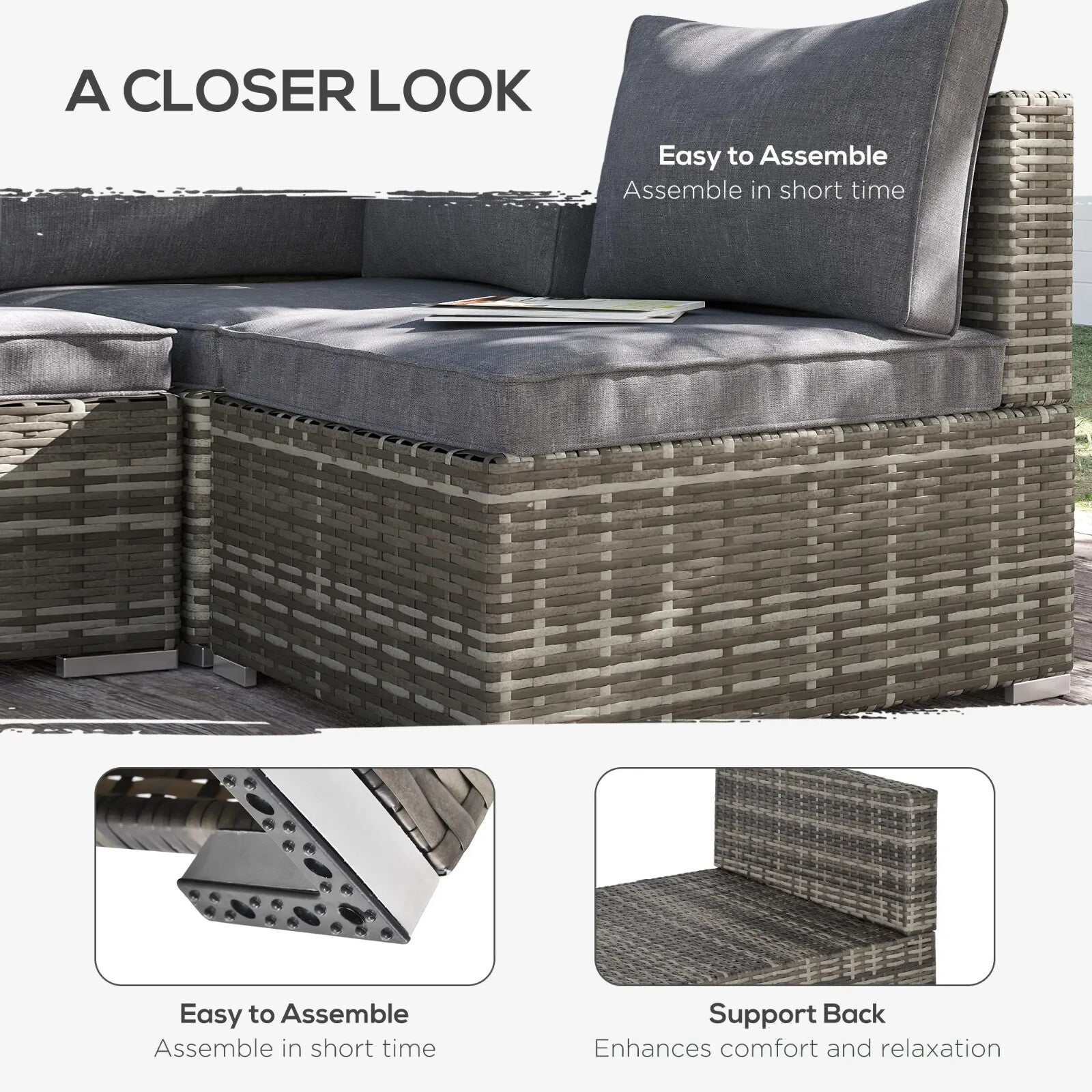 Rattan Garden Armchair Outdoor Single Chair with Cushions – Deep Grey Furniture - Home and Garden Furniture Shop - rustic - furniture