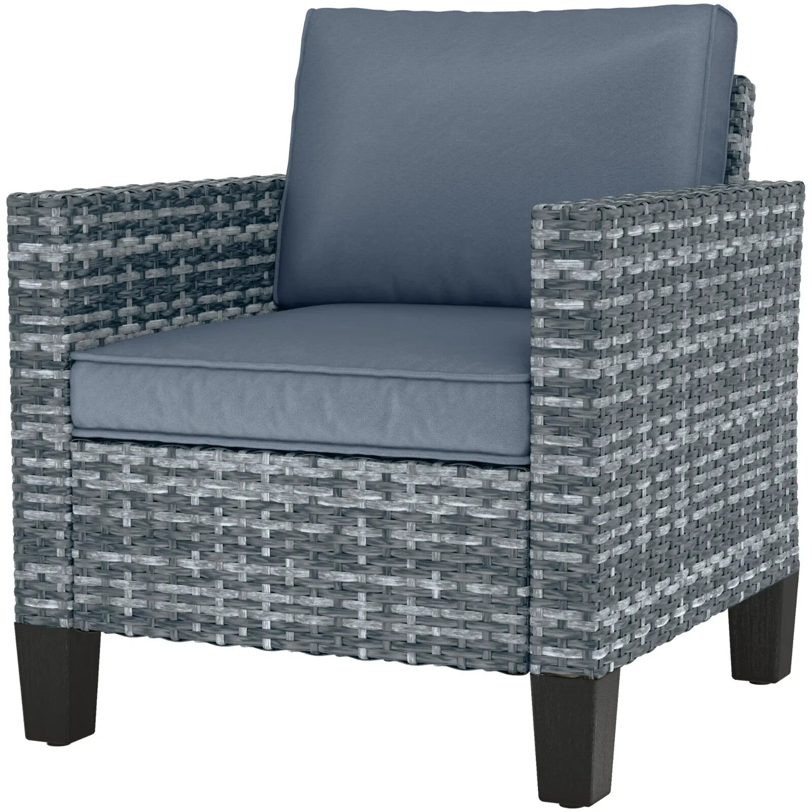 Rattan Garden Armchair Outdoor Single Seater Chair with Cushions & Armrests Grey - Home and Garden Furniture Shop - rustic - furniture