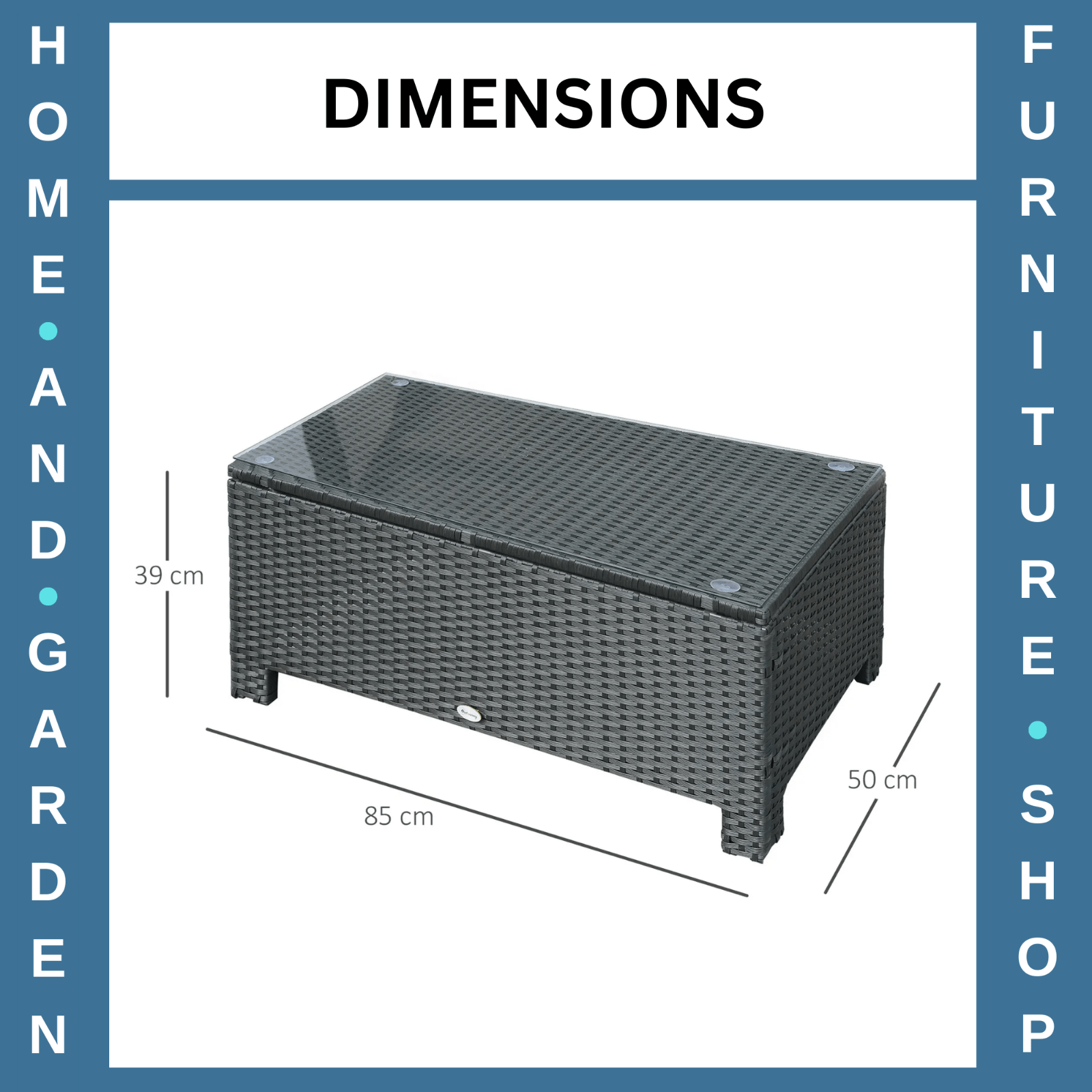 Rattan Garden Coffee Table Outdoor Patio Furniture Tempered Glass Top Aluminium - Home and Garden Furniture Shop - rustic - furniture