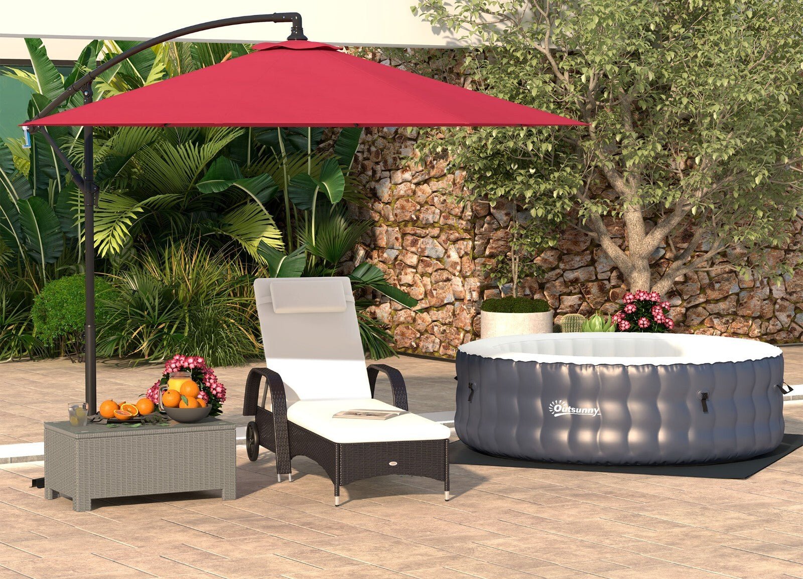 Rattan Garden Coffee Table Outdoor Patio Furniture Tempered Glass Top Aluminium - Home and Garden Furniture Shop - rustic - furniture