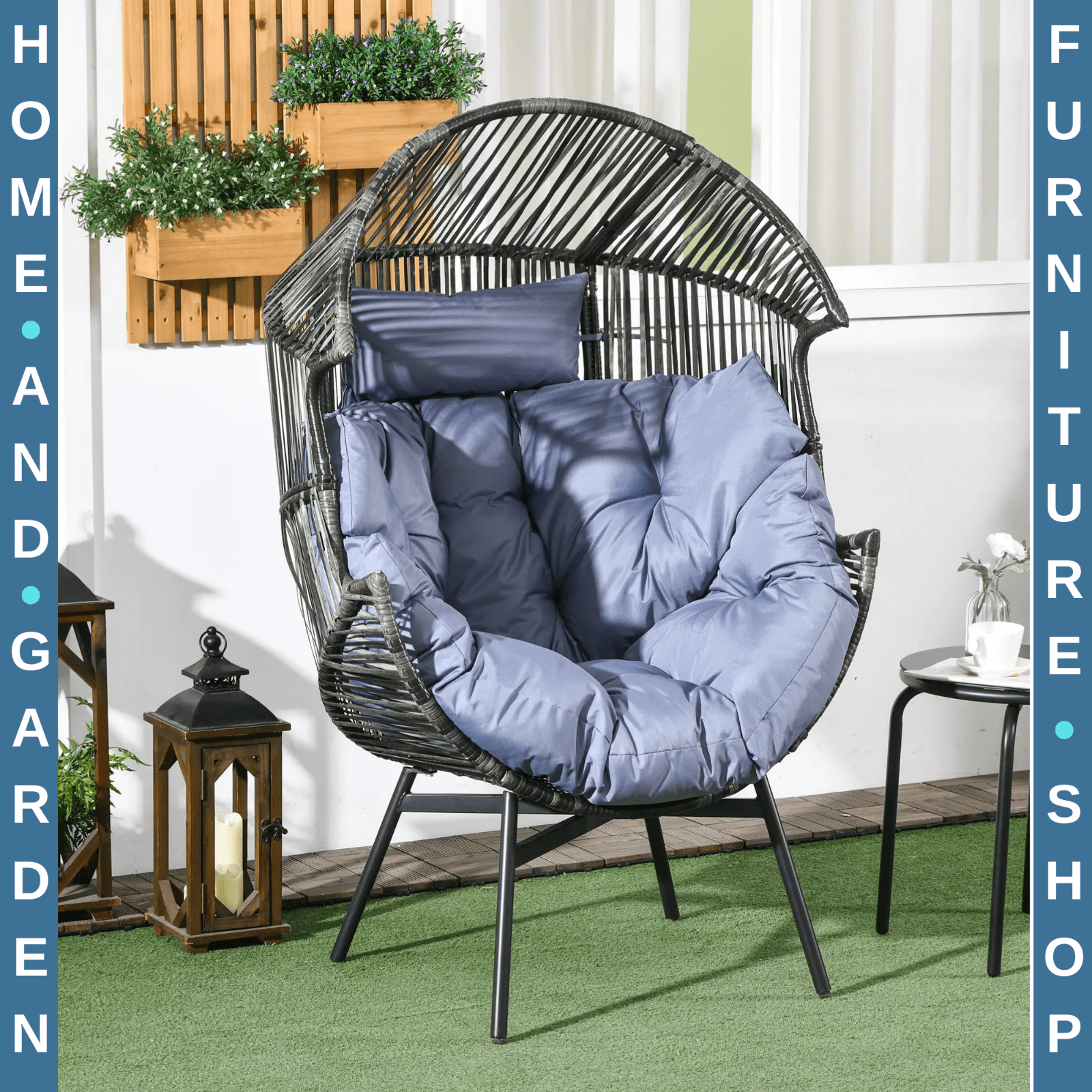 Rattan Garden Egg Leisure Chair with Headrest & Cushion Outdoor Patio Furniture - Home and Garden Furniture Shop - rustic - furniture