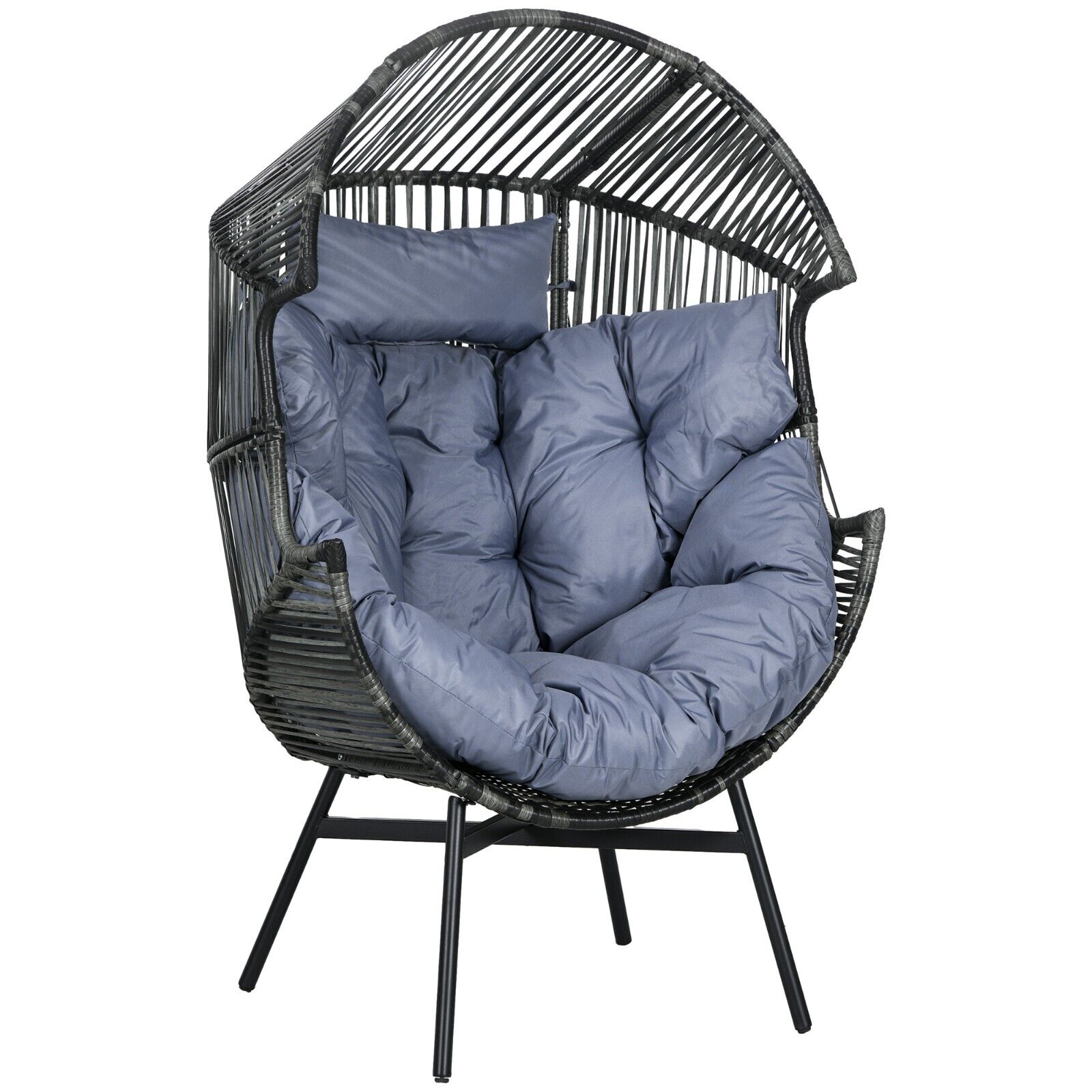 Rattan Garden Egg Leisure Chair with Headrest & Cushion Outdoor Patio Furniture - Home and Garden Furniture Shop - #rustic - furniture#