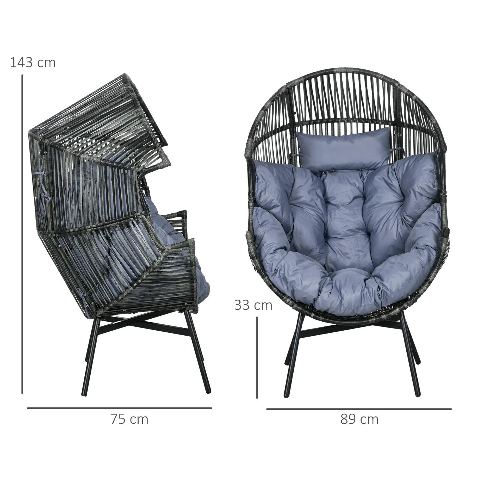 Rattan Garden Egg Leisure Chair with Headrest & Cushion Outdoor Patio Furniture - Home and Garden Furniture Shop - #rustic - furniture#