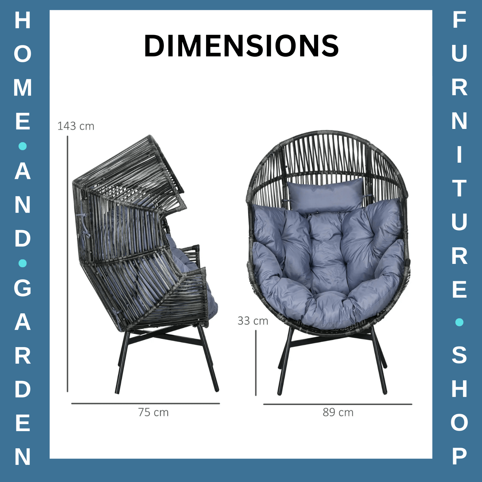 Rattan Garden Egg Leisure Chair with Headrest & Cushion Outdoor Patio Furniture - Home and Garden Furniture Shop - rustic - furniture